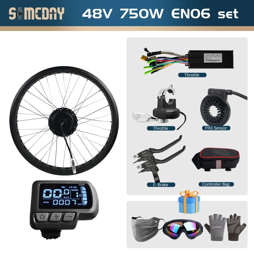 750W E-Bike Conversion Rear Cassette Hub Motor Kit 20 24 26″ Snow/Beach Fat Bike