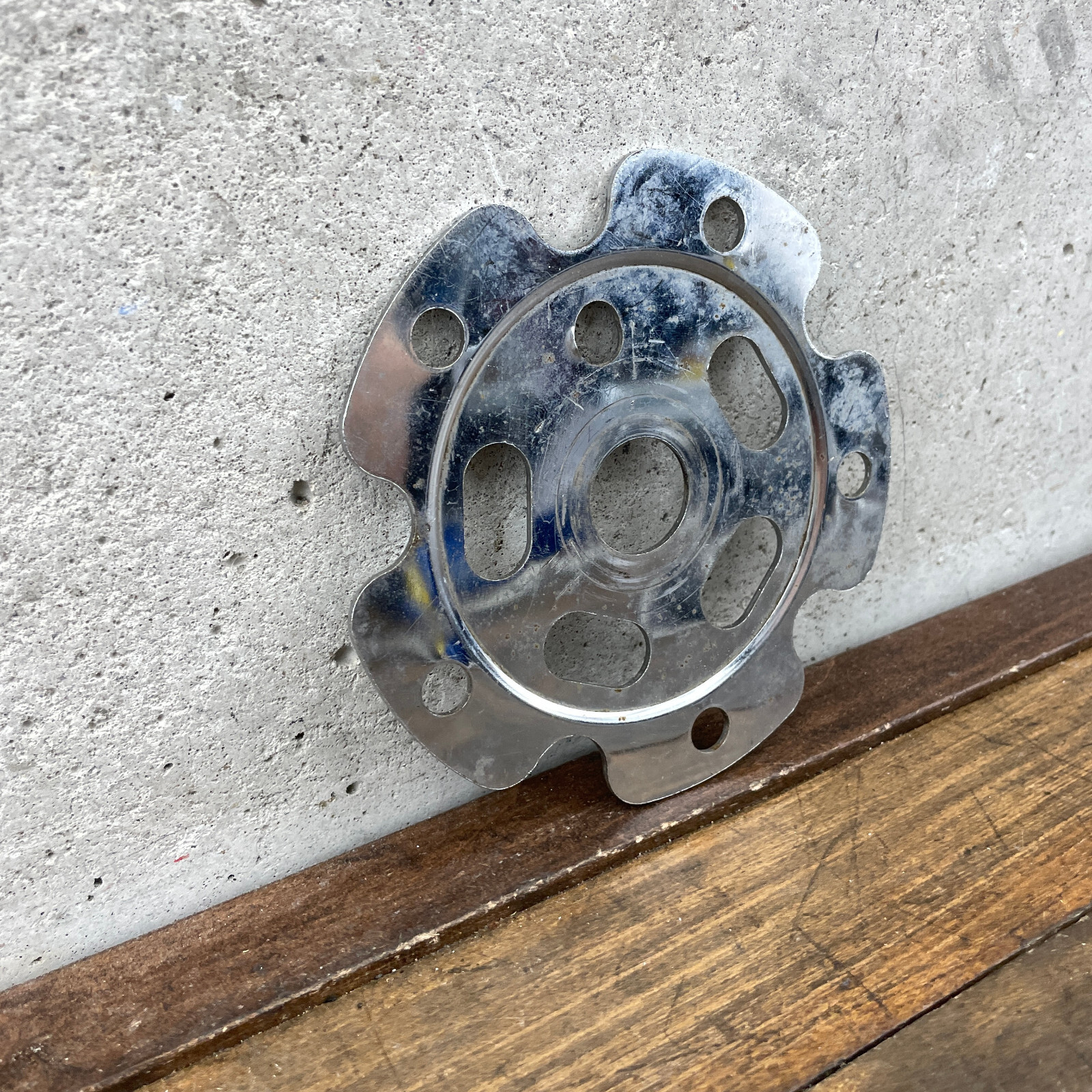 Old School BMX Power Plate Spider Chrome Disc 110 OG 80s Silver Freestyle