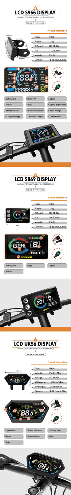 36/48/52V 45A Sinewave E-Bike Controller Display 1000-2000W Conversion Parts