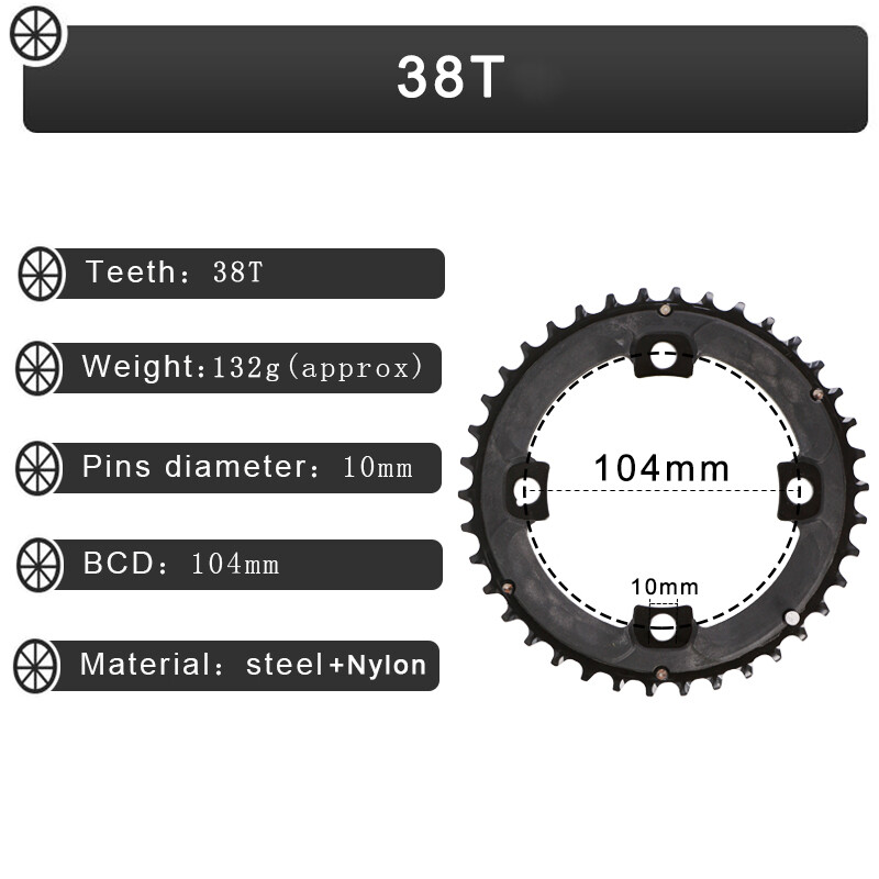 104/64BCD 24/26/32/38/42T Double/Triple Speed Chainring Mountain Bike Crankset