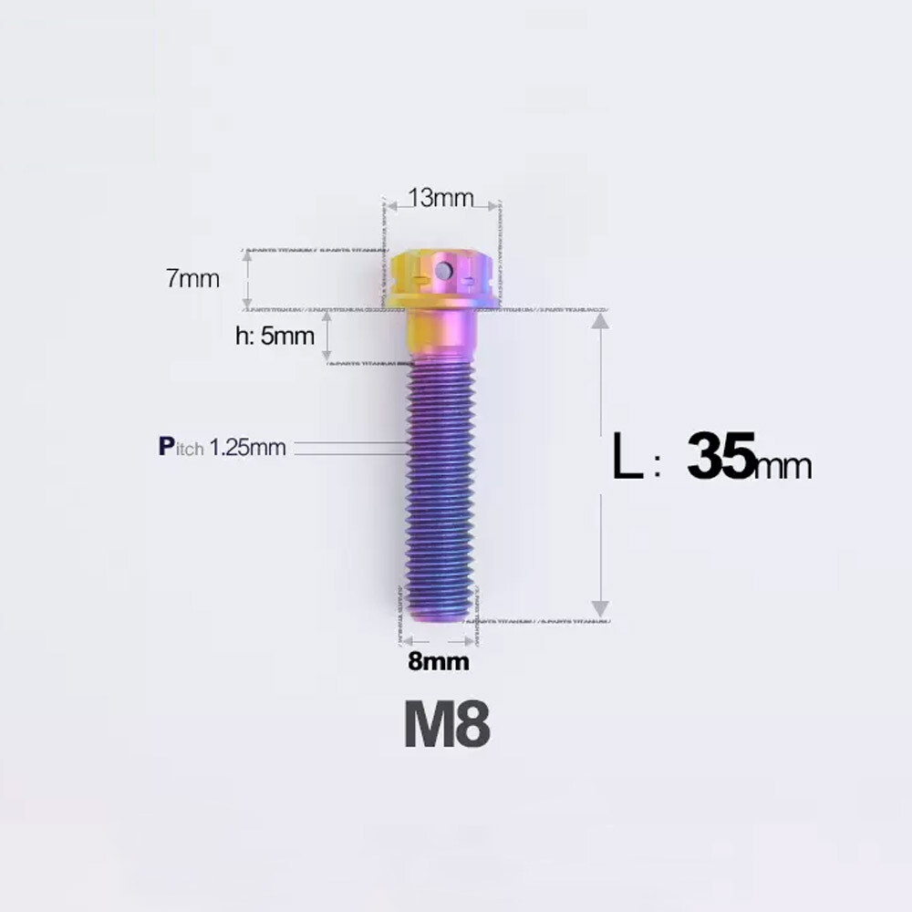 Titanium Screw, Torx Head Screw M8x10 – 120mm Green/Purple/Candy for Motorcycle