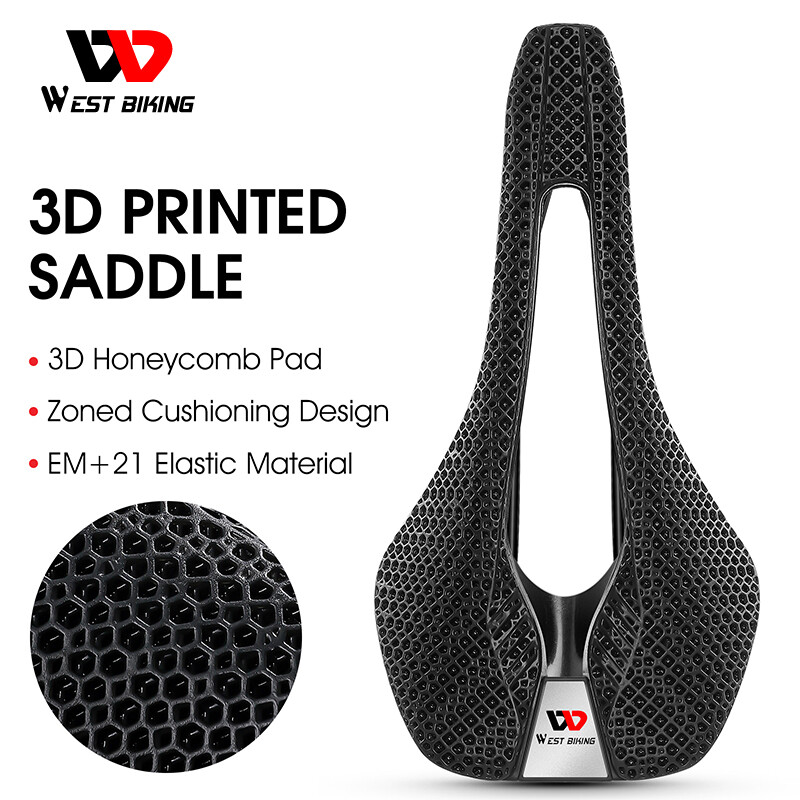 WEST BIKING Carbon Fiber Nylon 3D Printed Saddle Road Bike Hollow Bicycle Saddle