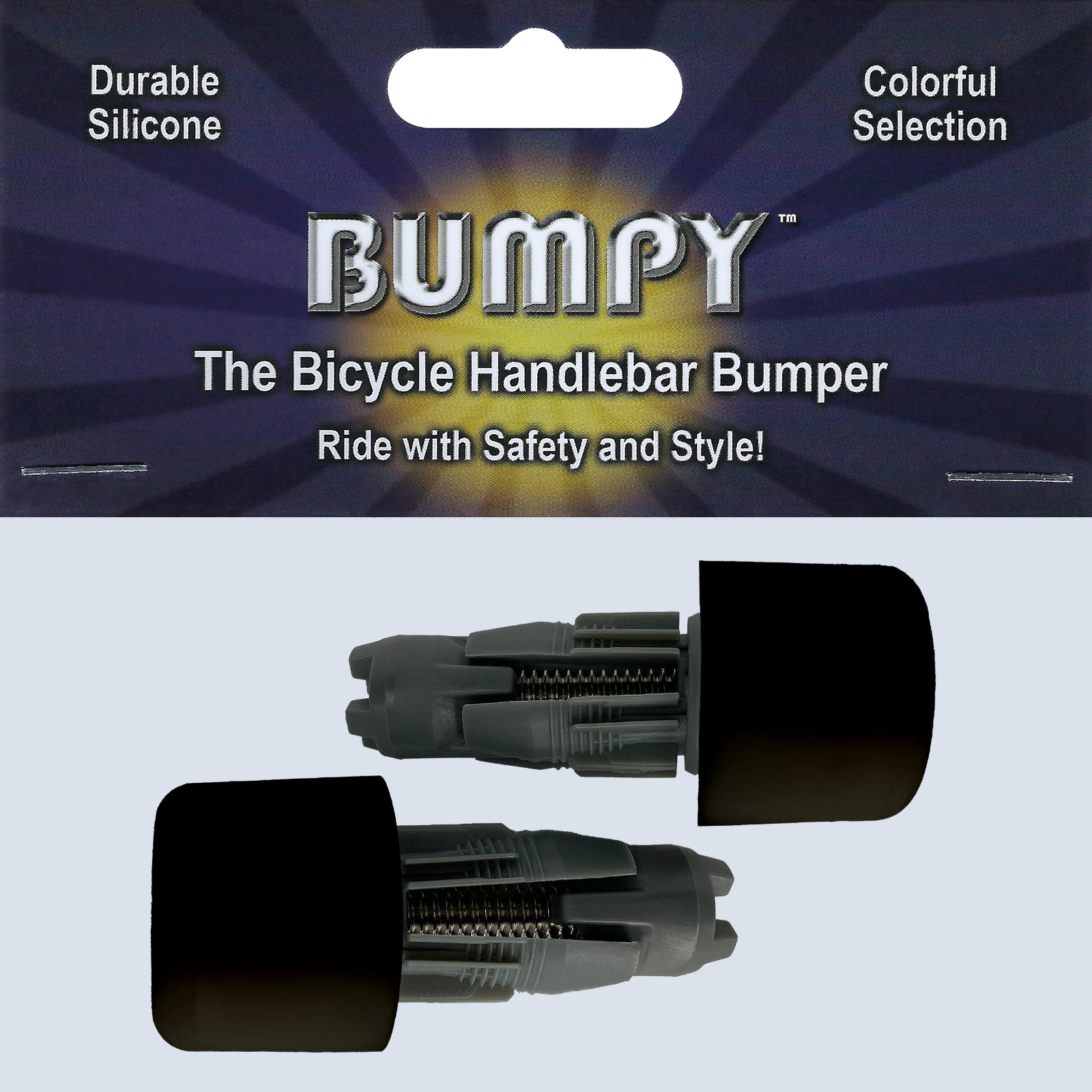 BUMPY END PLUG Bike Handlebar Soft Safe Secure Best Fit Grip Cap Black Pair