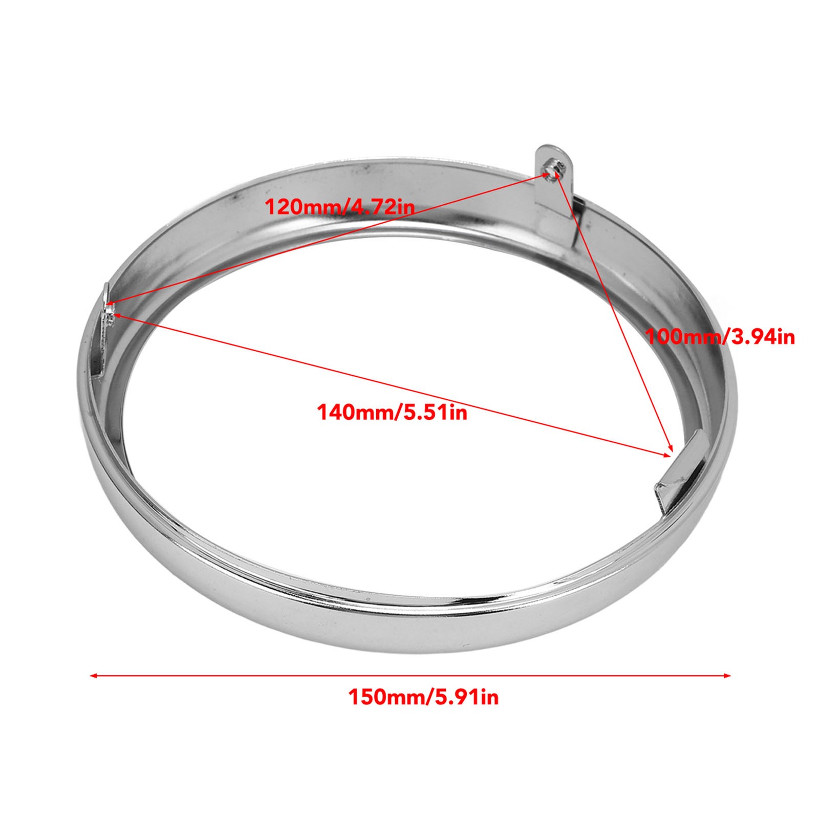 6in Motorcycle Headlight Ring Stylish Chrome Plated Smooth Surface Aluminum UIUW