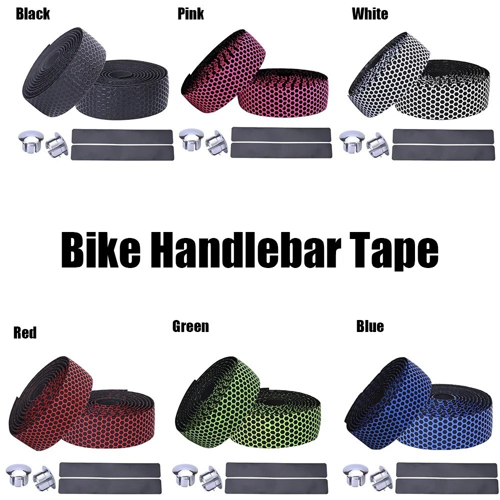 1 Pair EVA Bike Handlebar Tape Road Bicycle Anti-Slip Bar Wrap End Plugs Black