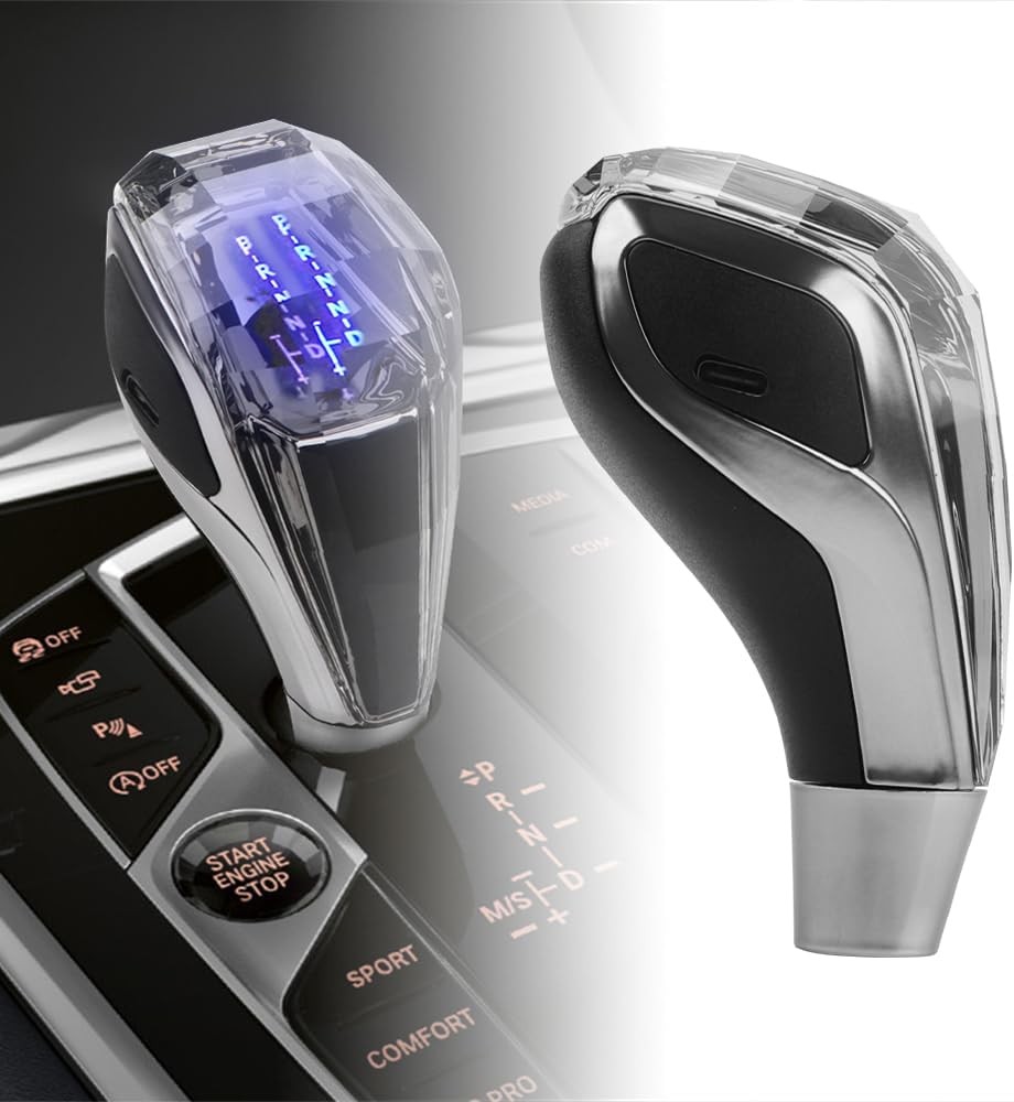 Car Universal LED Crystal Gear Shift Knob, 7 Color Touch-Activated Illumination