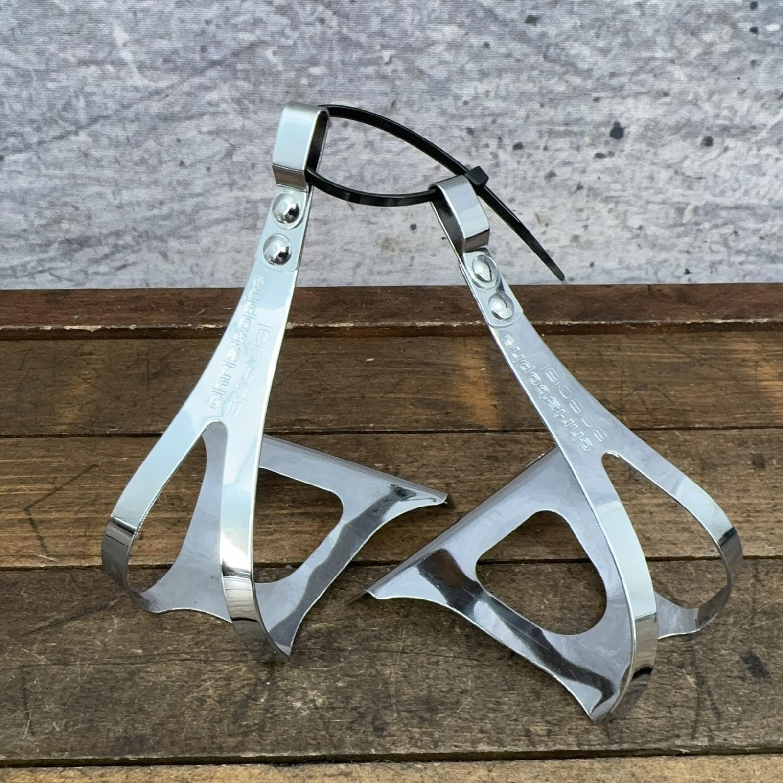 Christophe Special Toe Clips Steel Silver Pair Set Road Bike Pedal Eroica