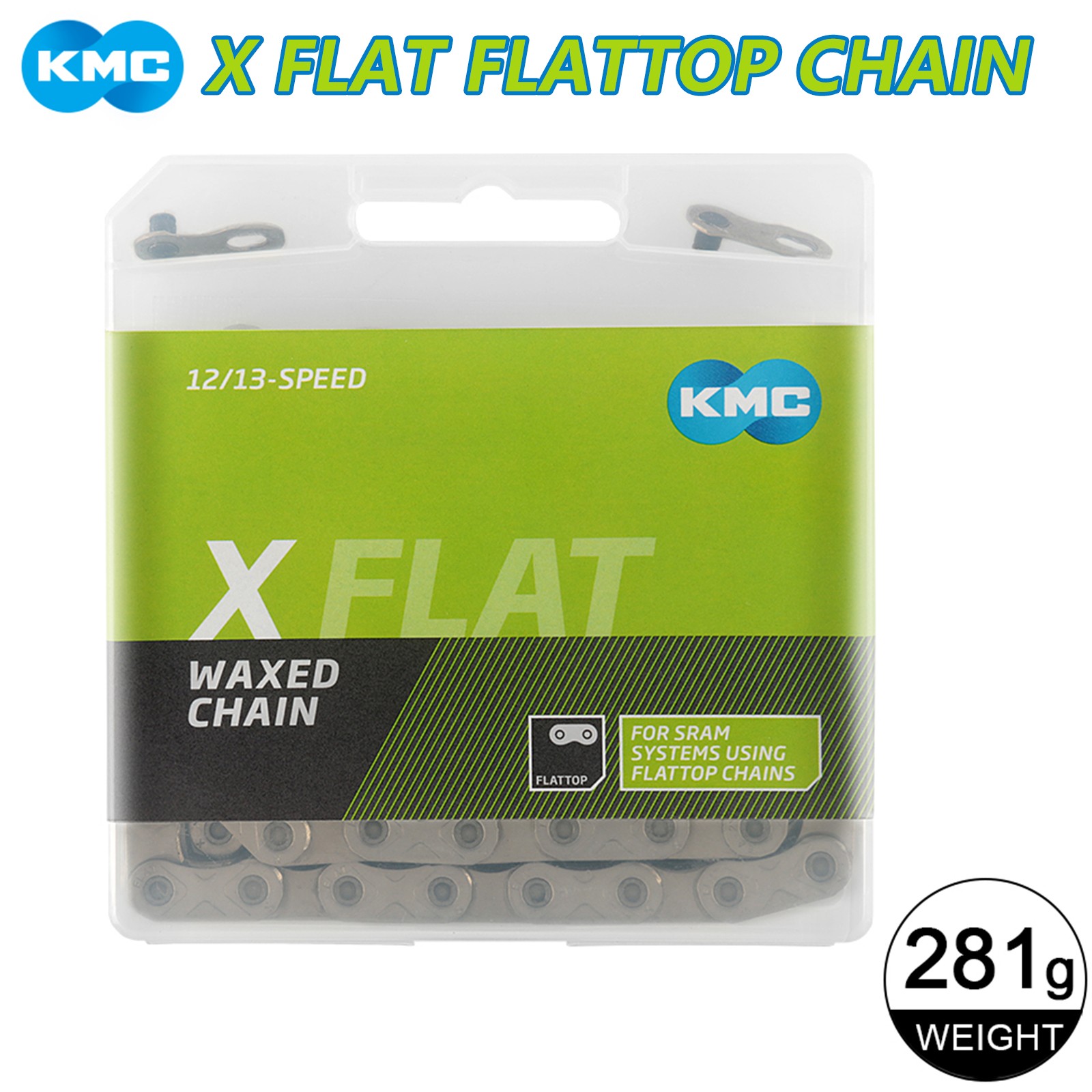 KMC X-Flat 12/13 Speed Waxed Flat Top Chain 126 Link For Sram FLATTOP T-Type