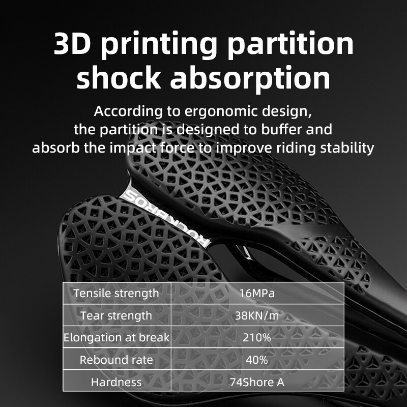 ROCKBROS 3D Printed Bicycle Saddle Ultralight Carbon Fiber Hollow Bike Saddle