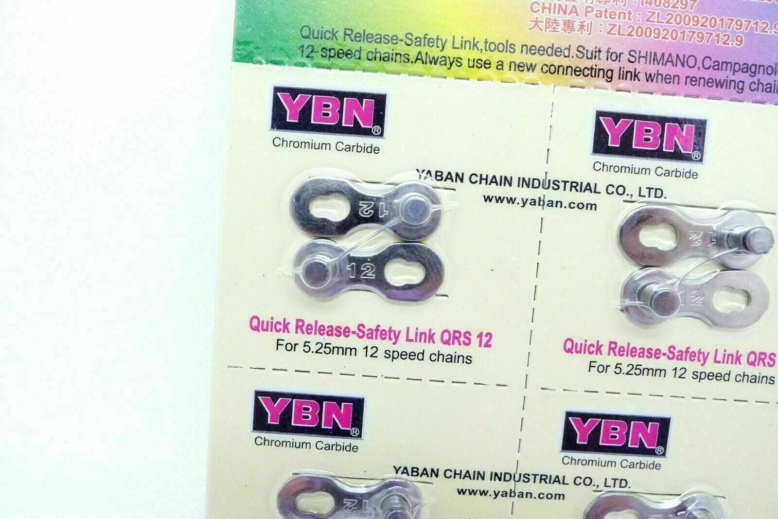 6x YBN QR 12 Speed Quick Release-Safety Link Chain Link — Silver