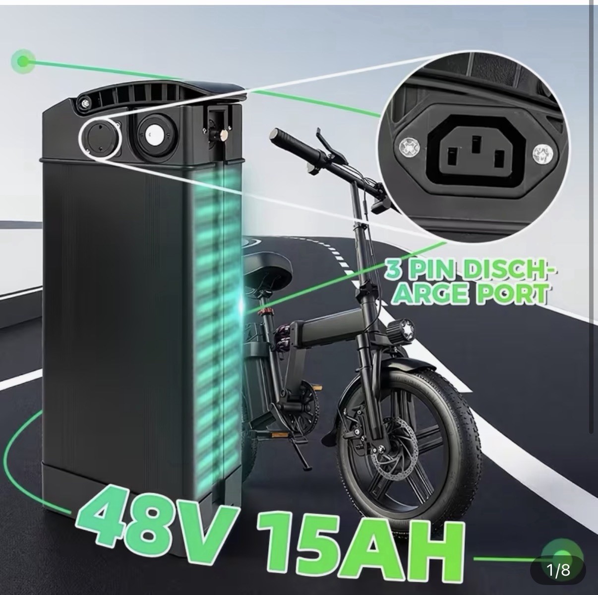 DRAGON CORE 48V 15Ah 720Wh Lithium E-Bike Battery, Black, 3-Pin, Lock