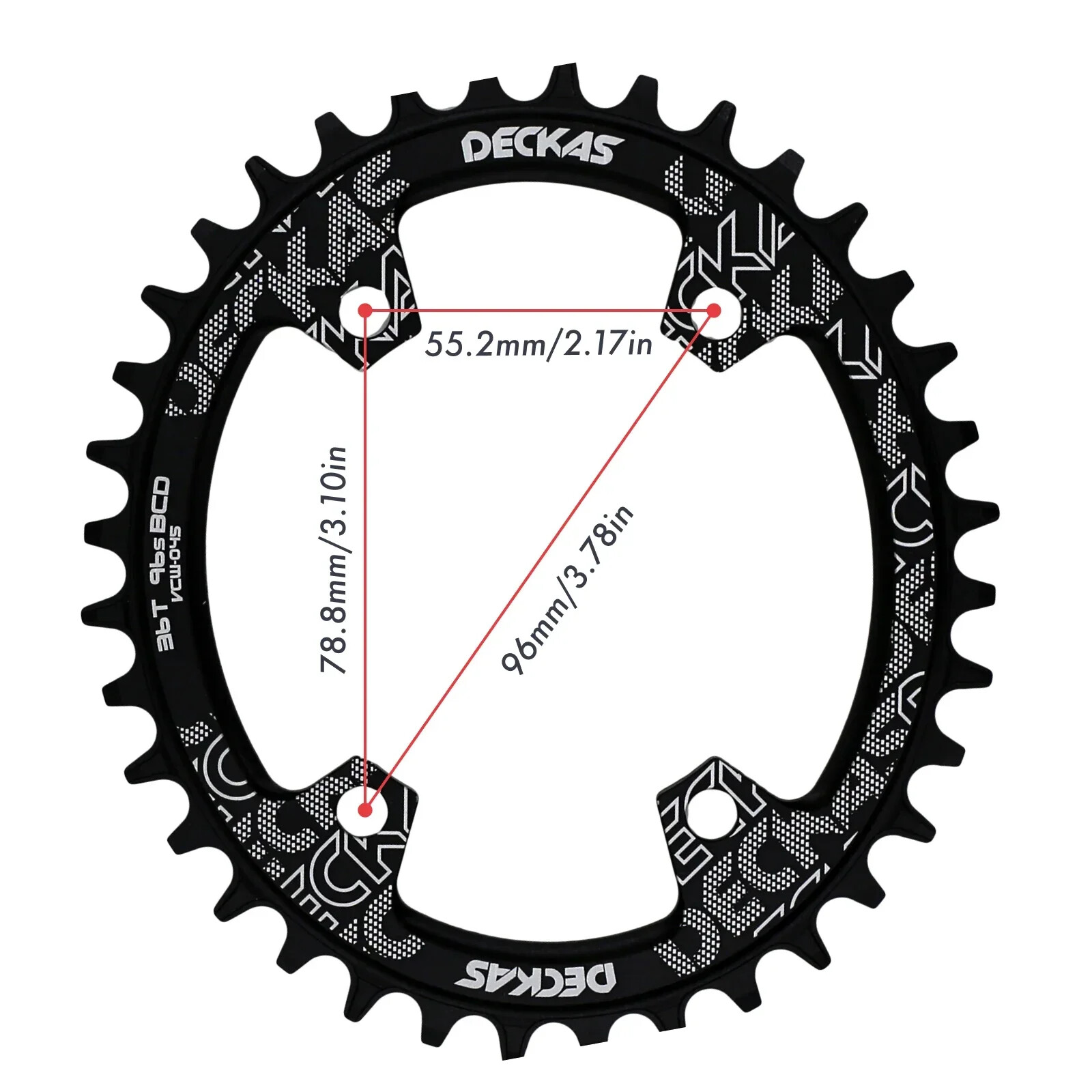 Deckas Bike Chainring Oval 32T-38T 96BCD Asymmetrical for M7000 M8000 M9000