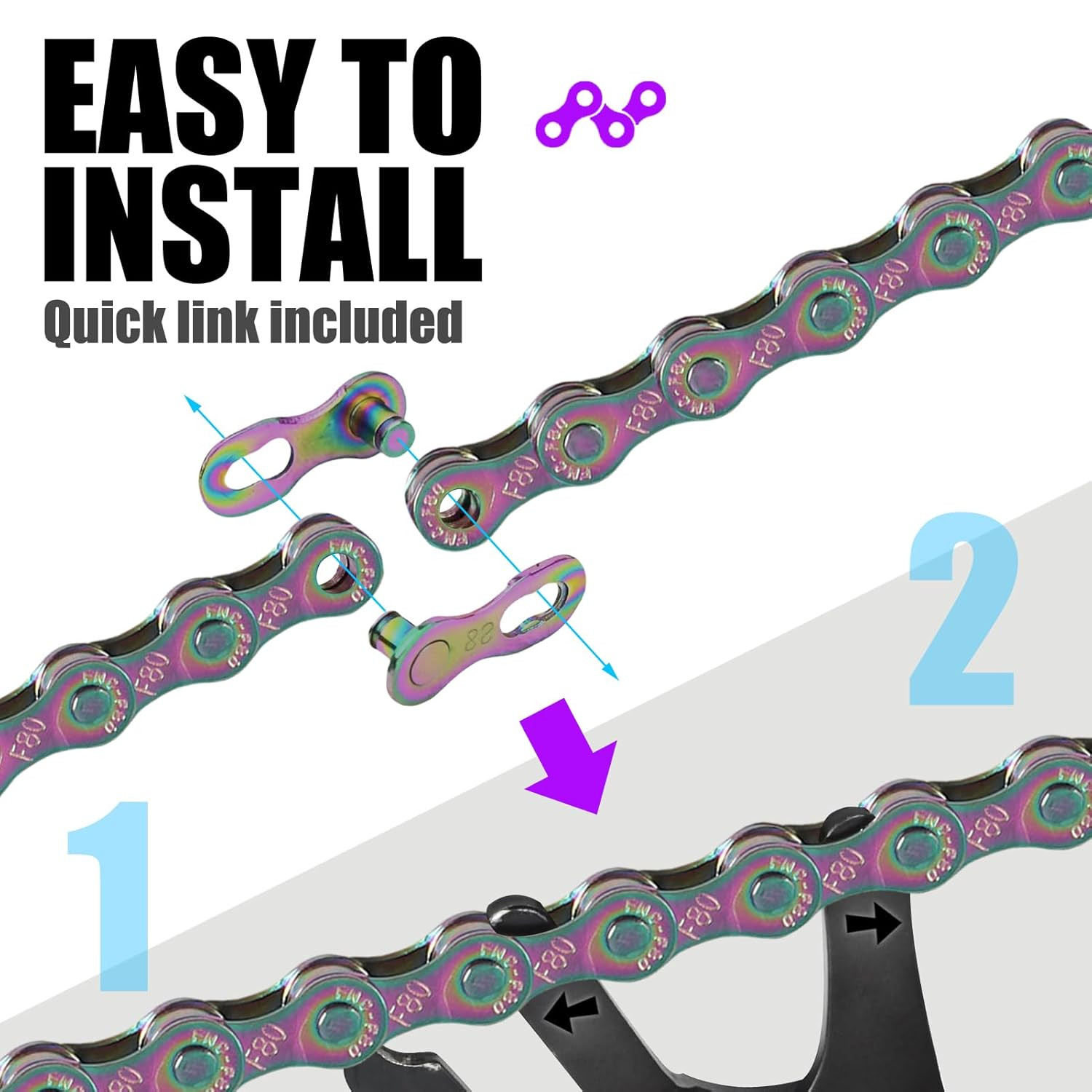 6 7 8 Speed Bicycle Chain, Bike Chain,Carbon Steel, 116 Links, Colorful Mount…