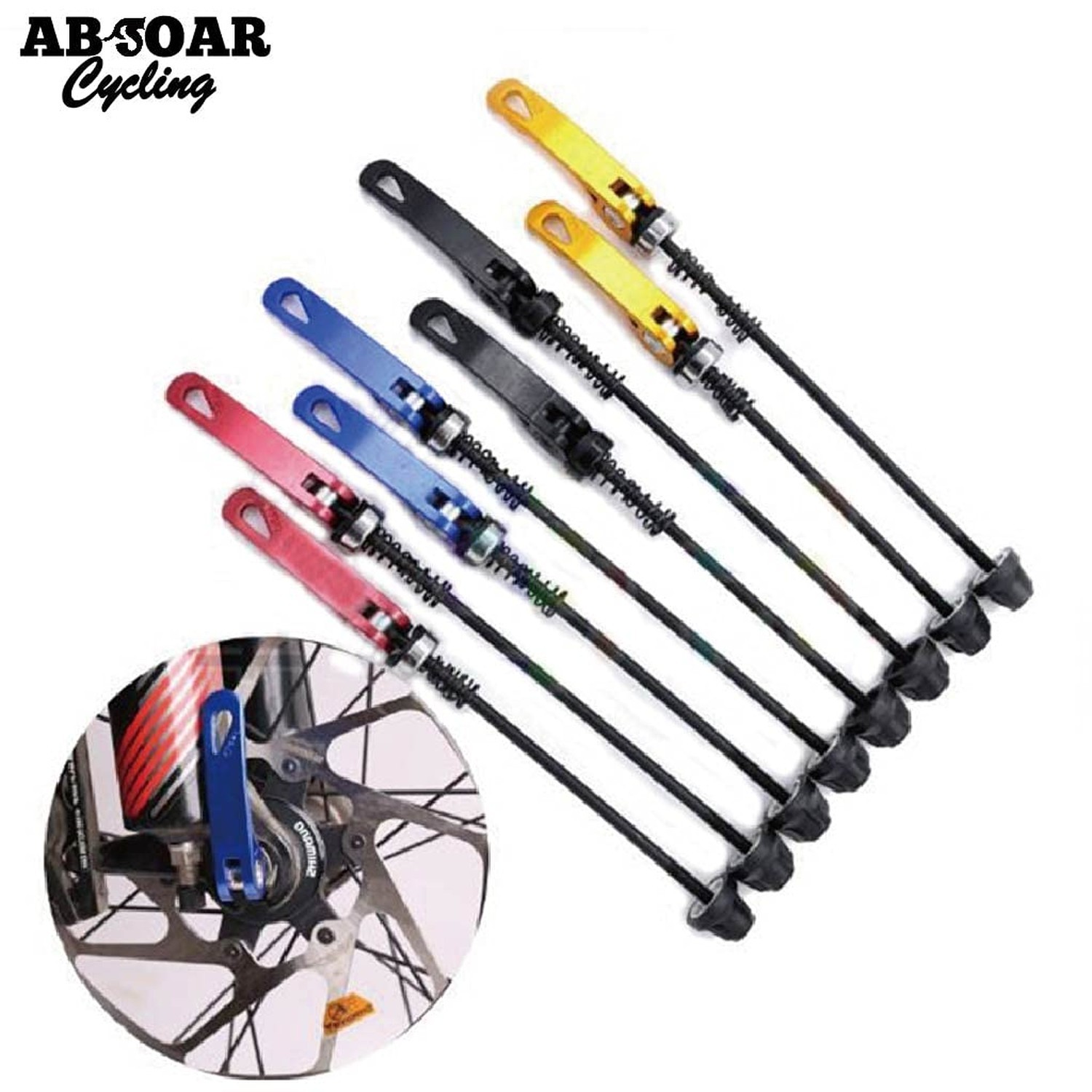 Bike Skewer Quick Release Mountain Bike Road City Bike 145/185 mm, Black Pole