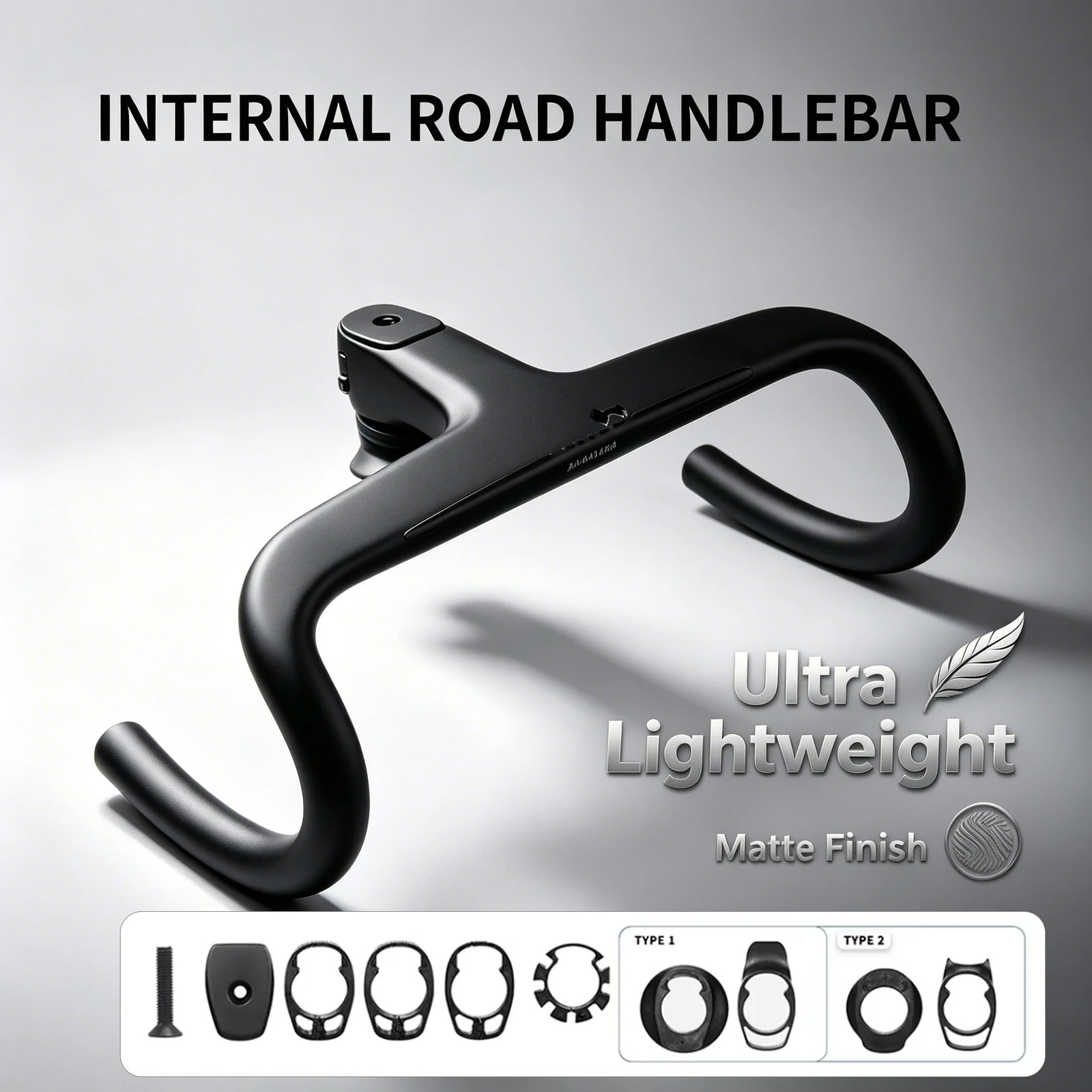 Carbon Road Bike Integrated Drop Bar -10 Degree Full Internal Cable 360-440mm