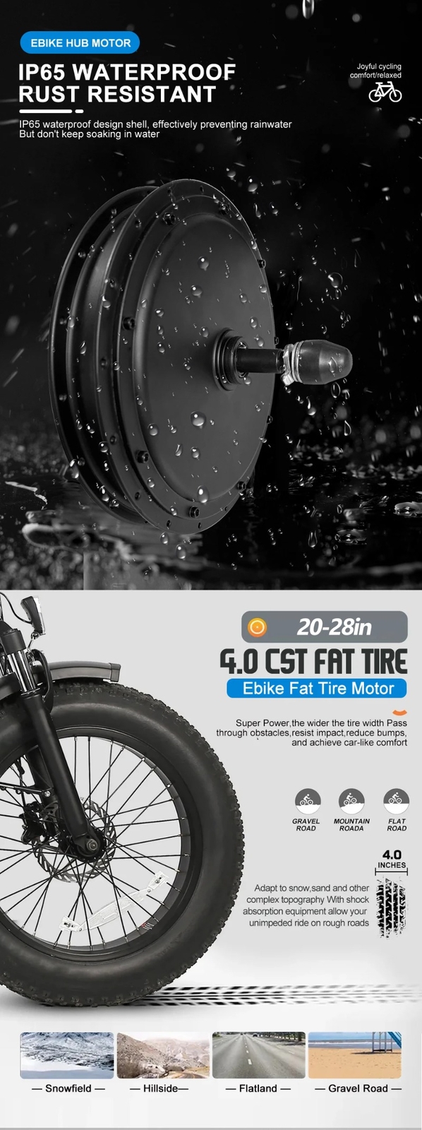 48V 1000W Brushless Non-gear Front Rear Hub Motor Wheel MTB Ebike Conversion Kit