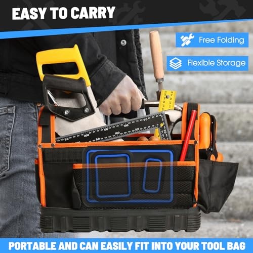 Magnetic Tool Trays 3-Pack – Collapsible Parts Holder | Strong Rubber Blue