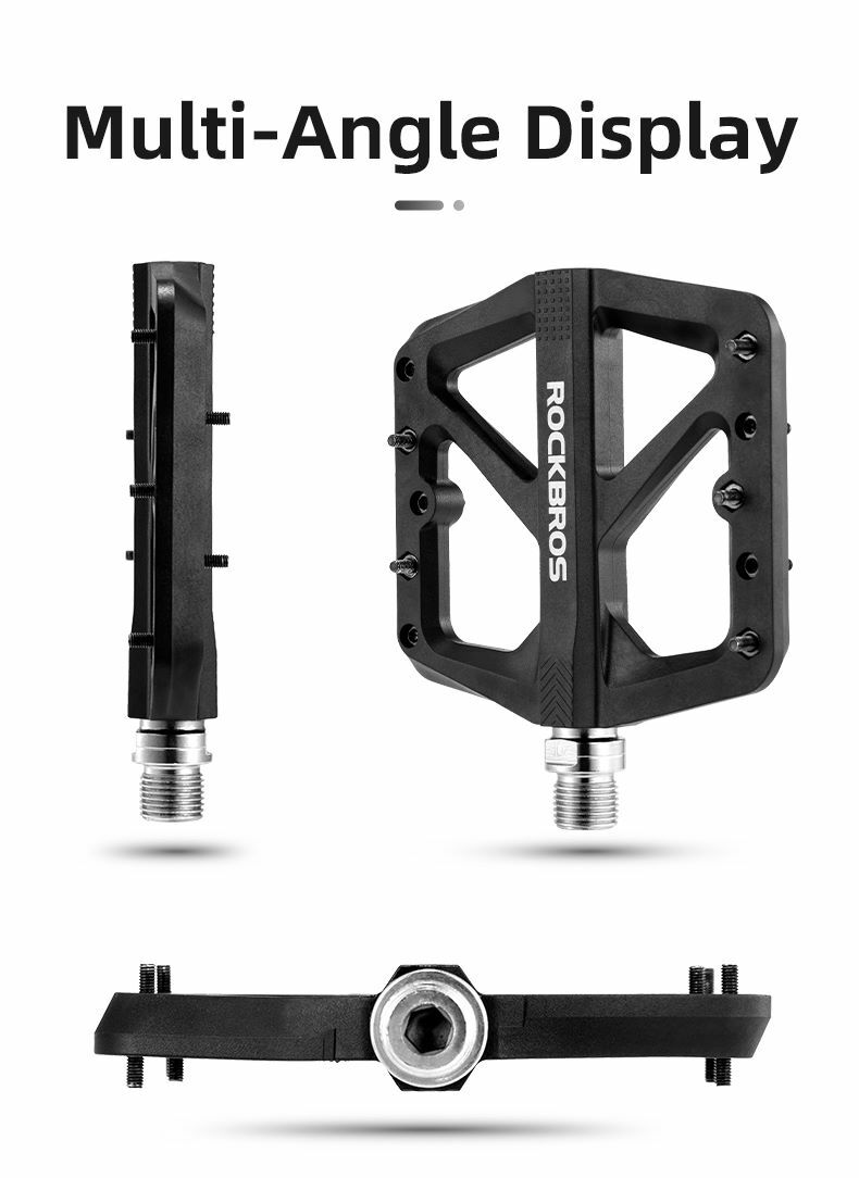 ROCKBROS Mountain Bike Nylon Pedals Endure Light Flat Platform DU Bearing 9/16″
