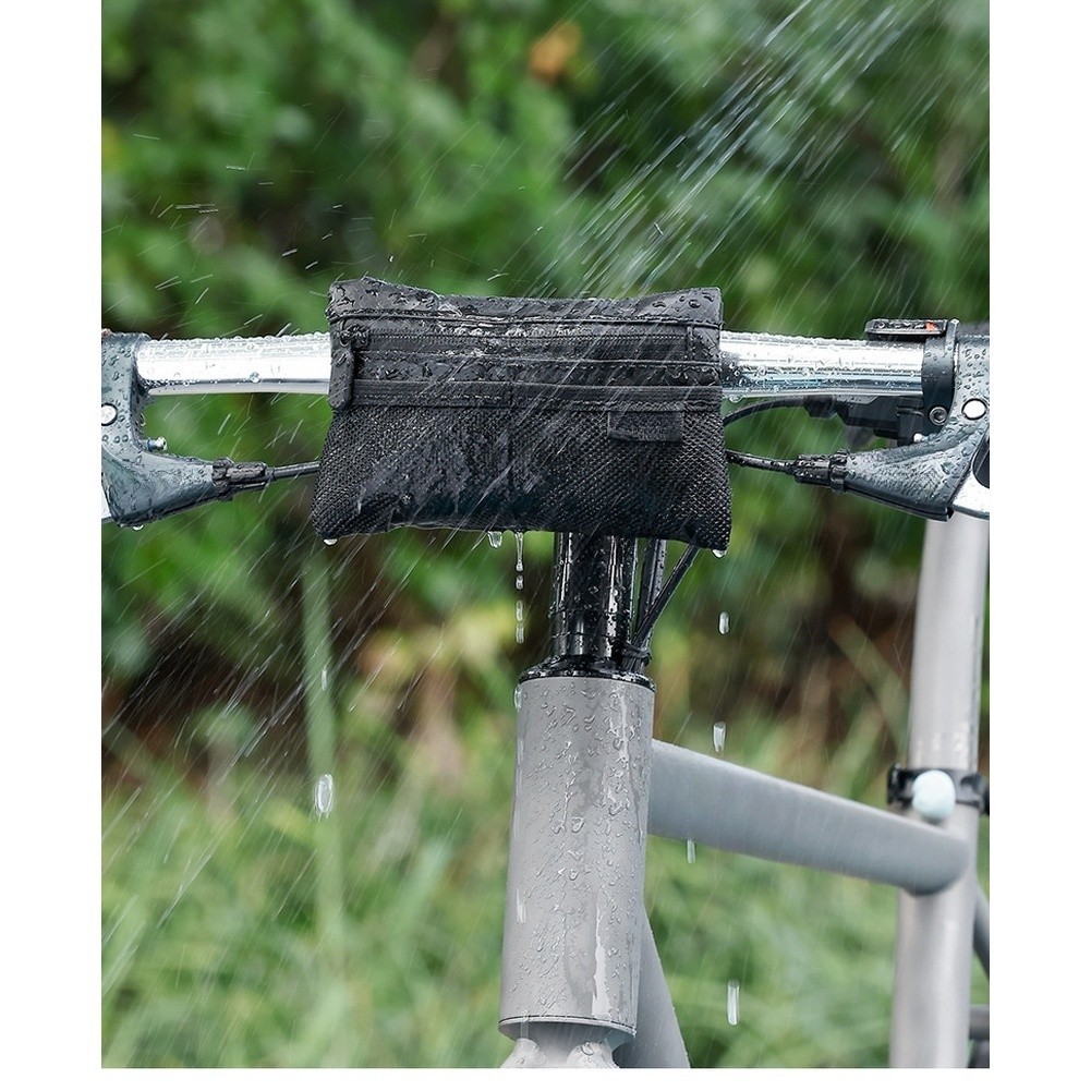 Waterproof Bike Handlebar Bag Nylon with Shoulder Strap and Secure Attachment