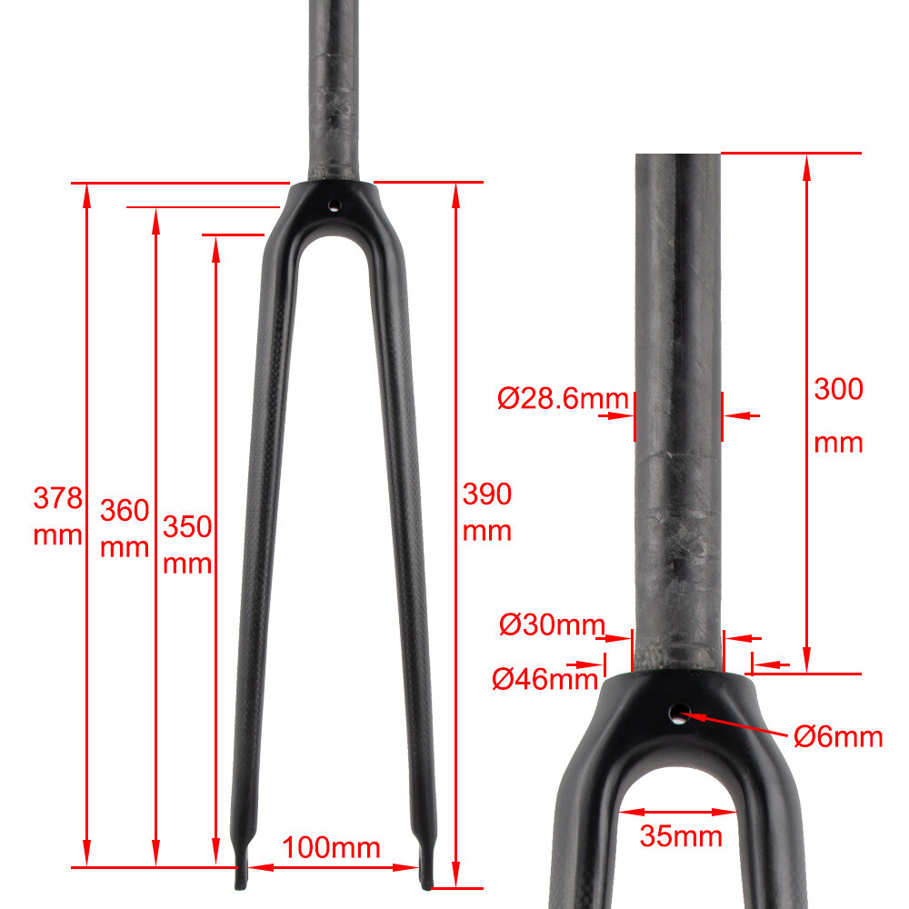 Carbon Fiber Road Bike Fork Straight/Cone Tube Rigid Bicycle Fork 700C 28.6mm