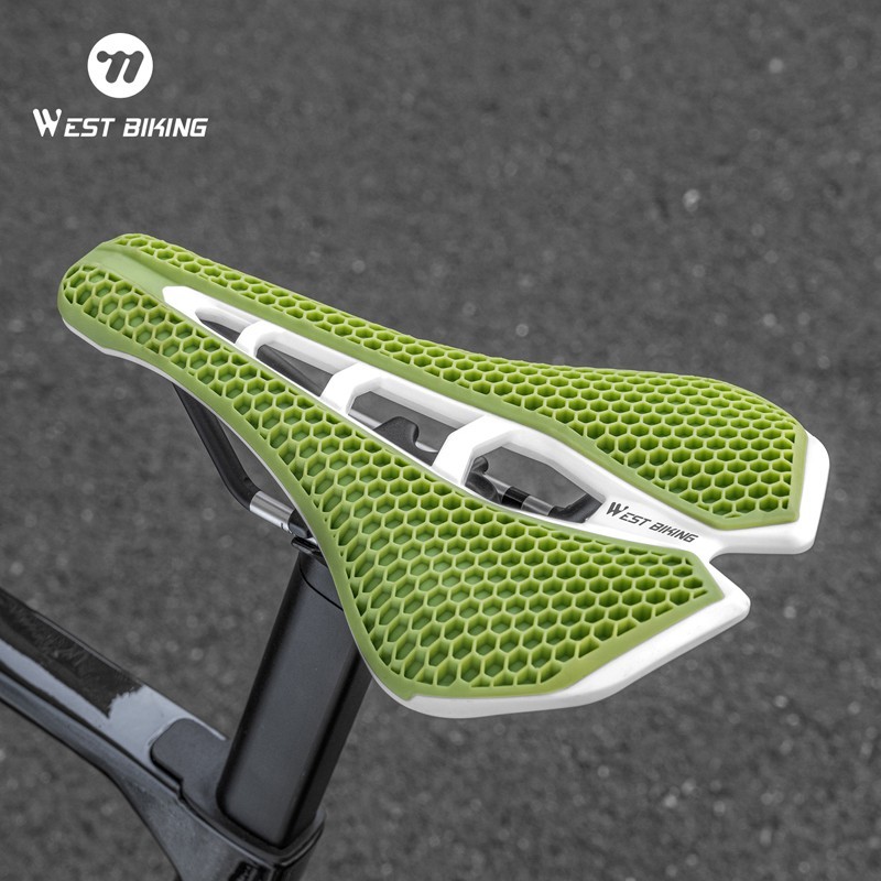 WEST BIKING Bicycle Saddle 3D Honeycomb Hollow Racing Bike Seat Cushion Green