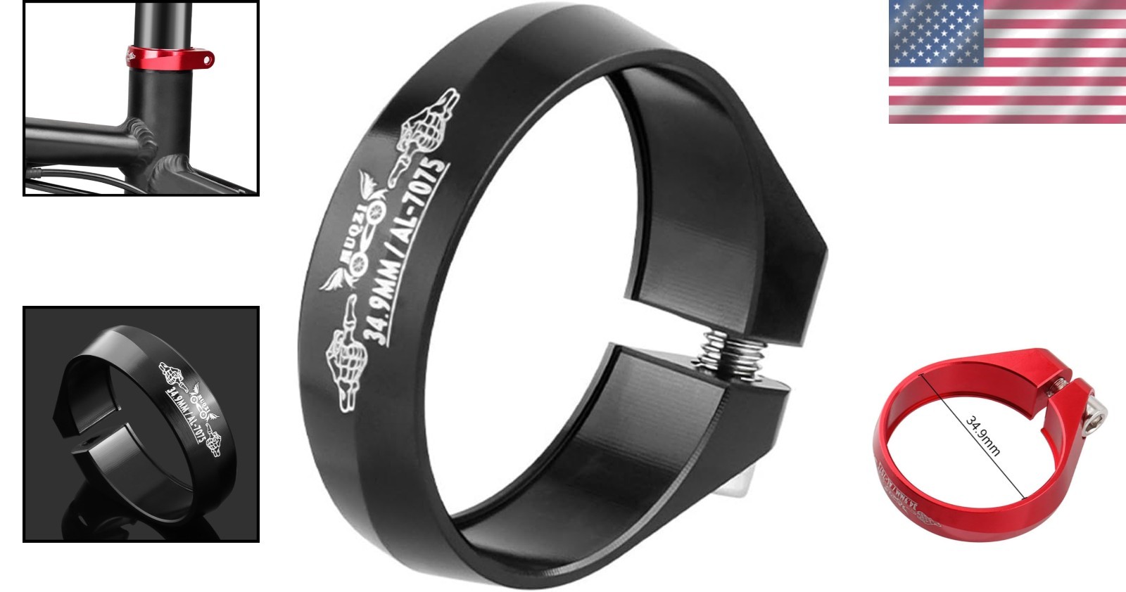7075 Aluminum Alloy Bicycle Seatpost Clamp, 34.9mm Universal Fit, Lightweight
