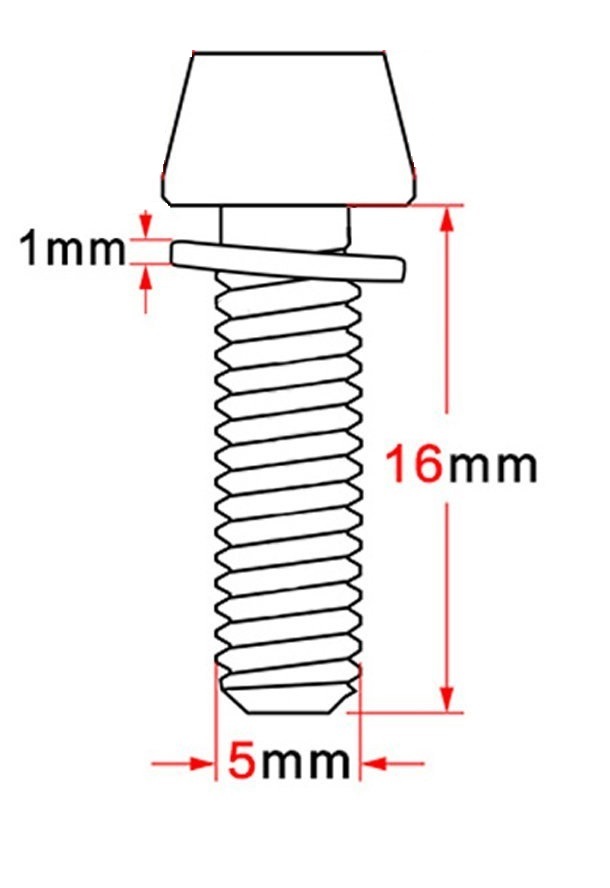 M5 x 16mm Titanium Bolt PURE GR5 Taper Head / Ti Bolt 6 pcs – BLUE for stems