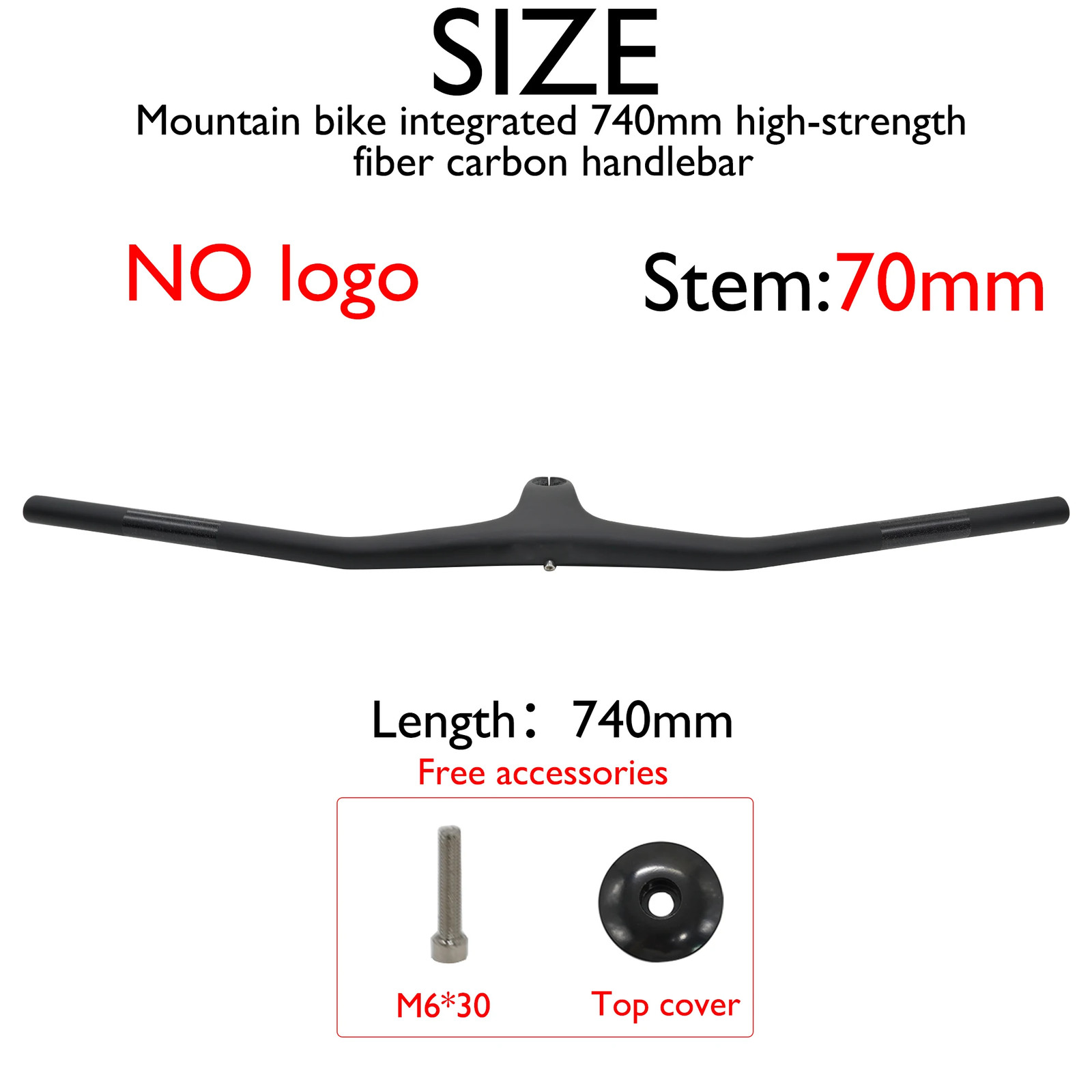 Light Weight Carbon Fiber Integrated MTB Bicycle Handlebar 28.6mm 740mm