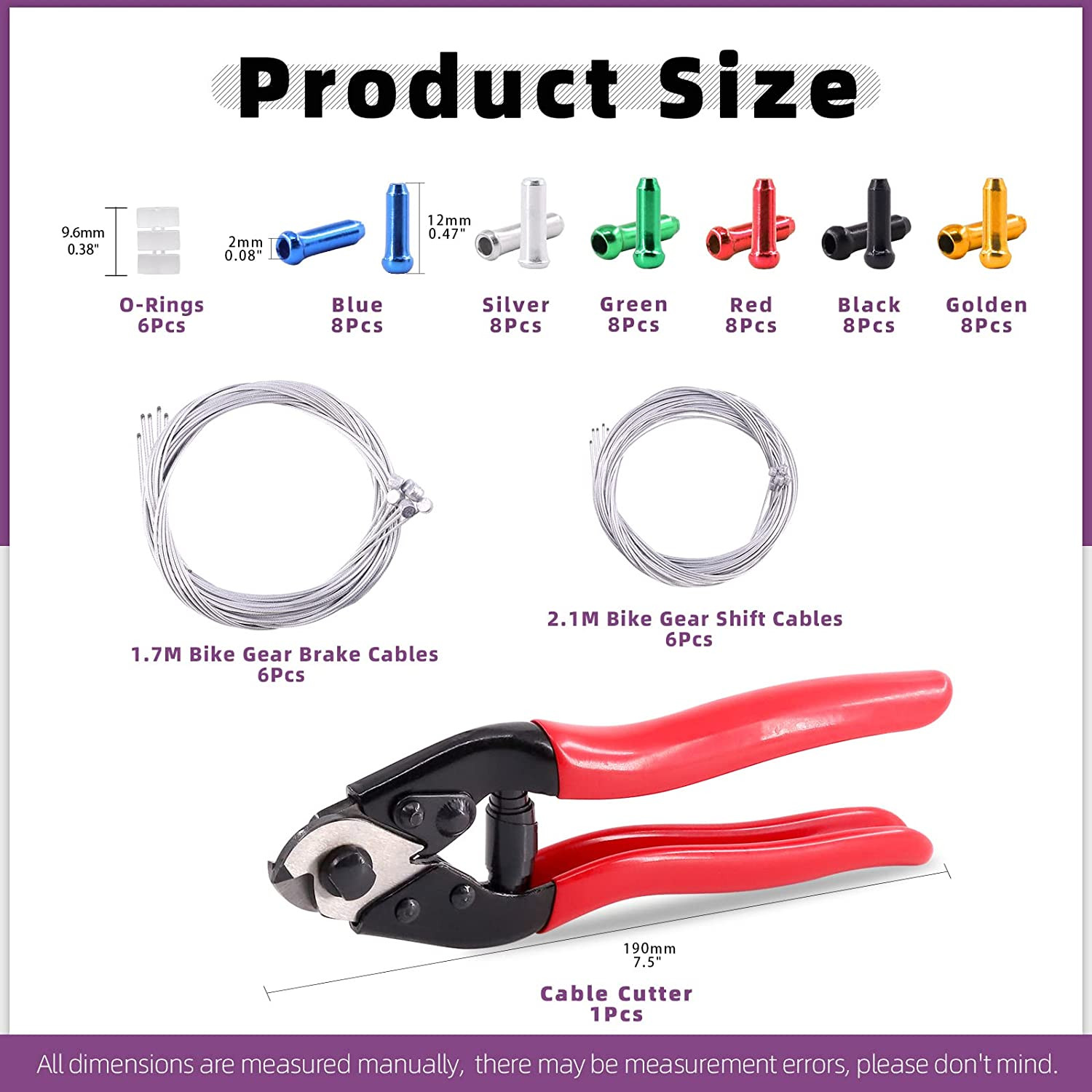Stainless Steel Bike Cable Cutter and Brake/Shift Cable Kit with Crimp Terminals