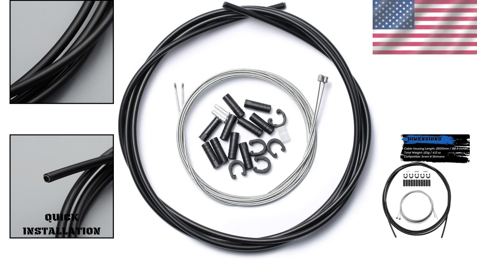Complete Shifter Cable Housing Set for Smooth Gear Shifting – Black Finish