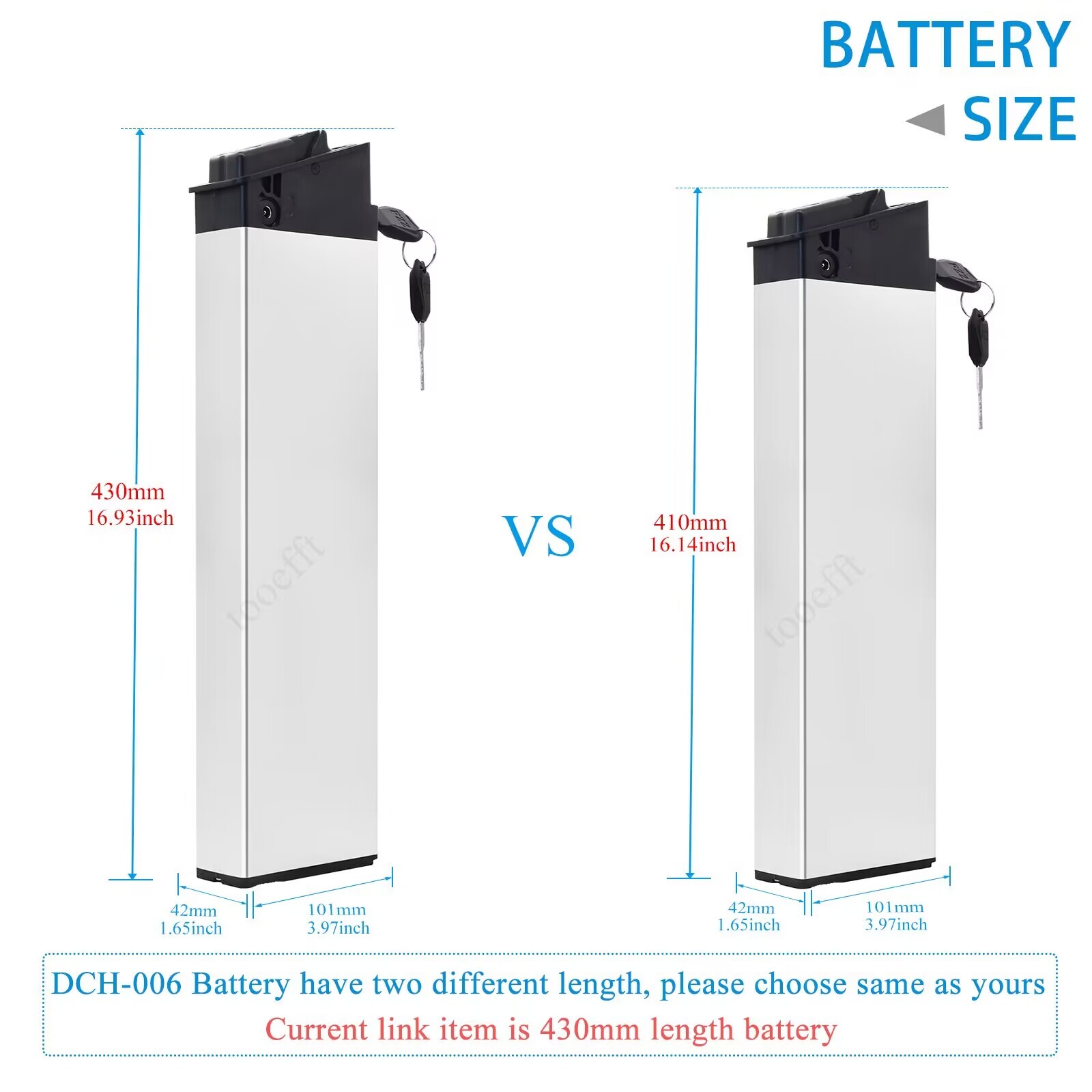 tooefft 48V 10.4Ah 14Ah E-bike Battery Packs Electric Bicycle for Samebike