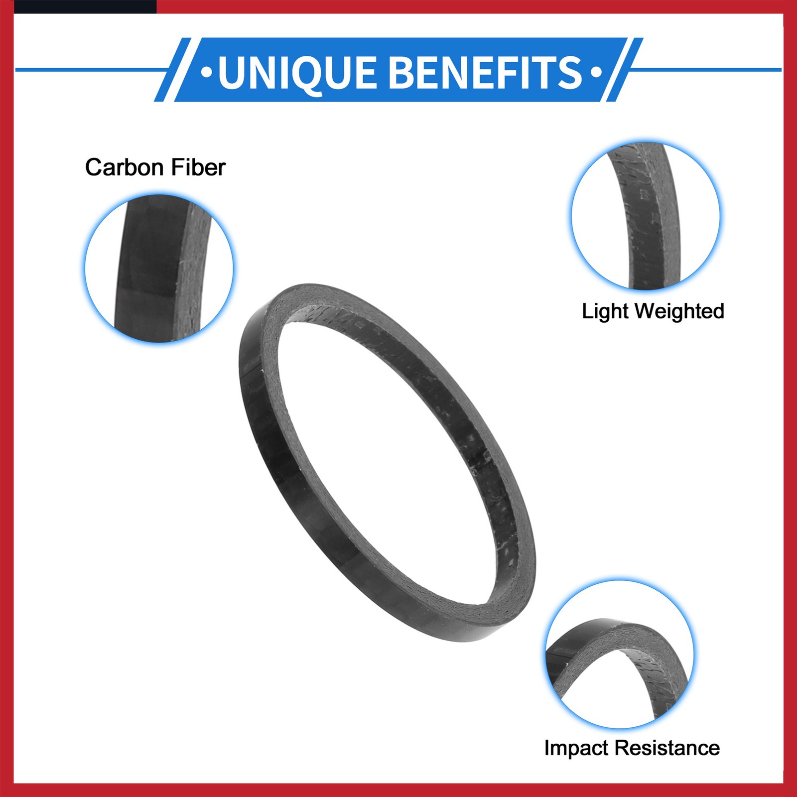 Bicycle Headset Spacers 3mm 31.8 mm 1-1/4″ Carbon Fiber Gloss Black Carbon Fiber