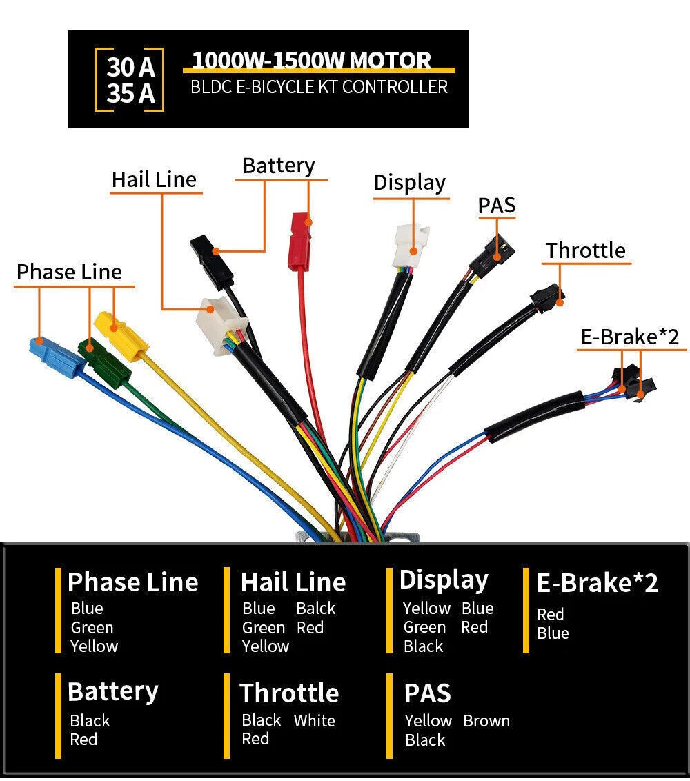 E-Bike 36V/48V KT 1000W-3000W 30A-50A Brushless Motor Controller +LCD Display
