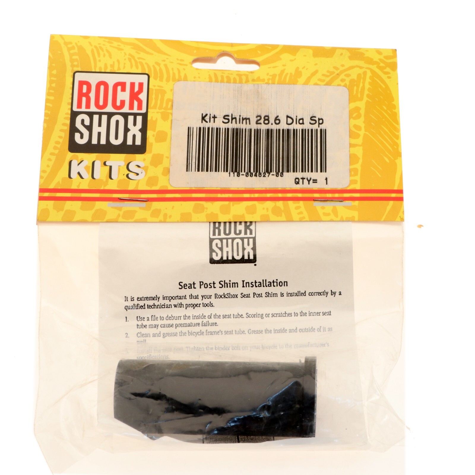 RockShox Seatpost Shim 27.2mm to 28.6mm Black 75mm NEW in Packaging NOS