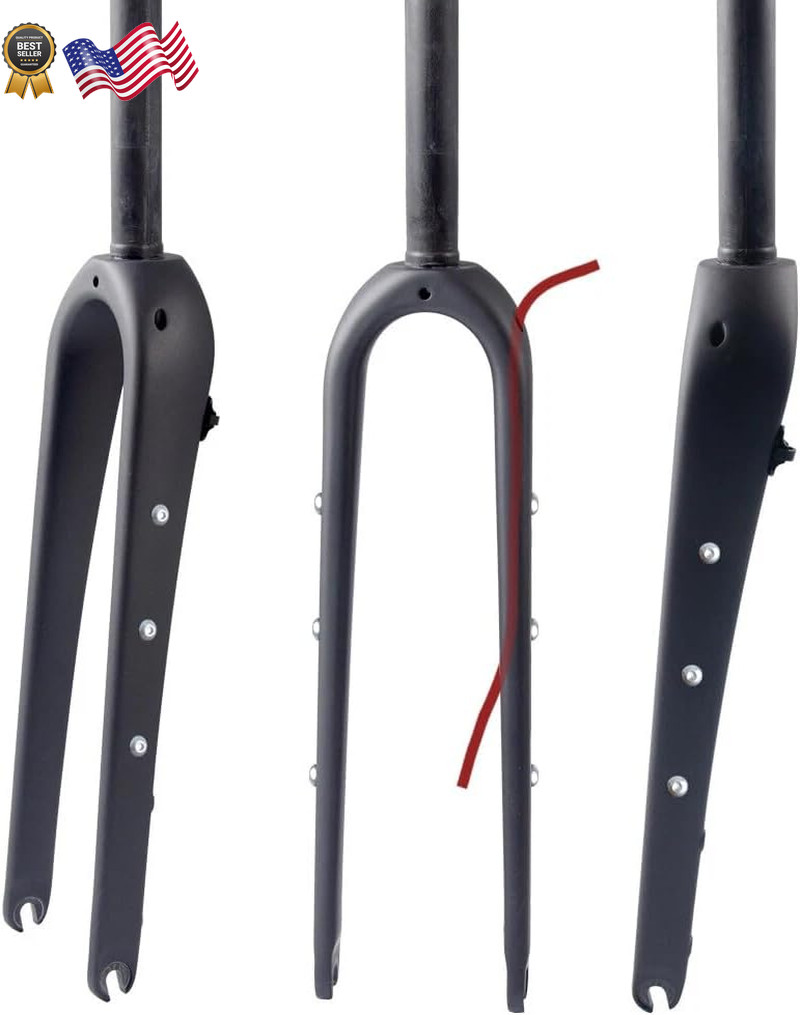 WCS 700C Carbon Fiber Gravel Bike Fork 1-1/8″ Straight Steerer Flat Mount