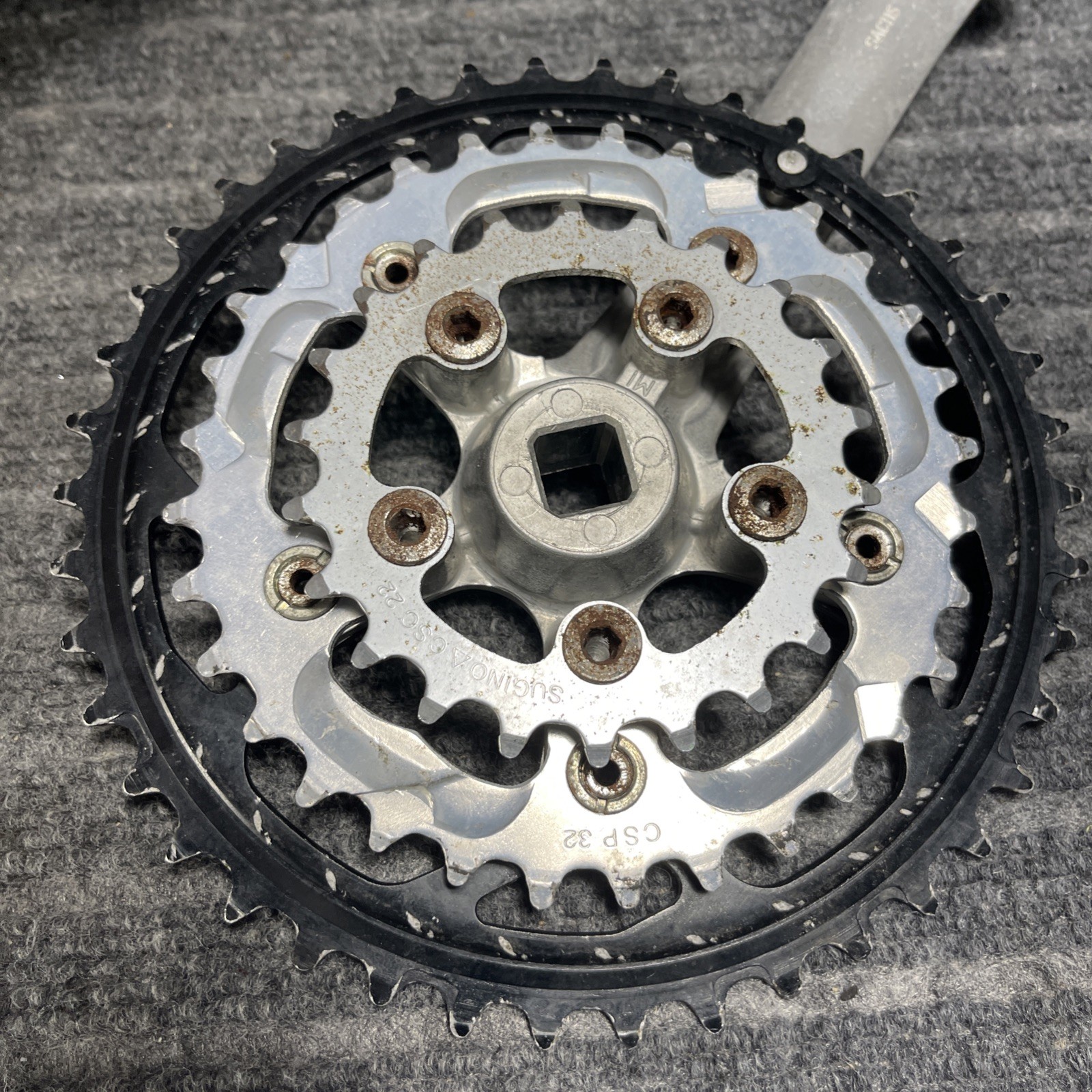 Vintage SACHS New Success Crankset 175mm Triple 42/32/22t Chainrings Sugino READ