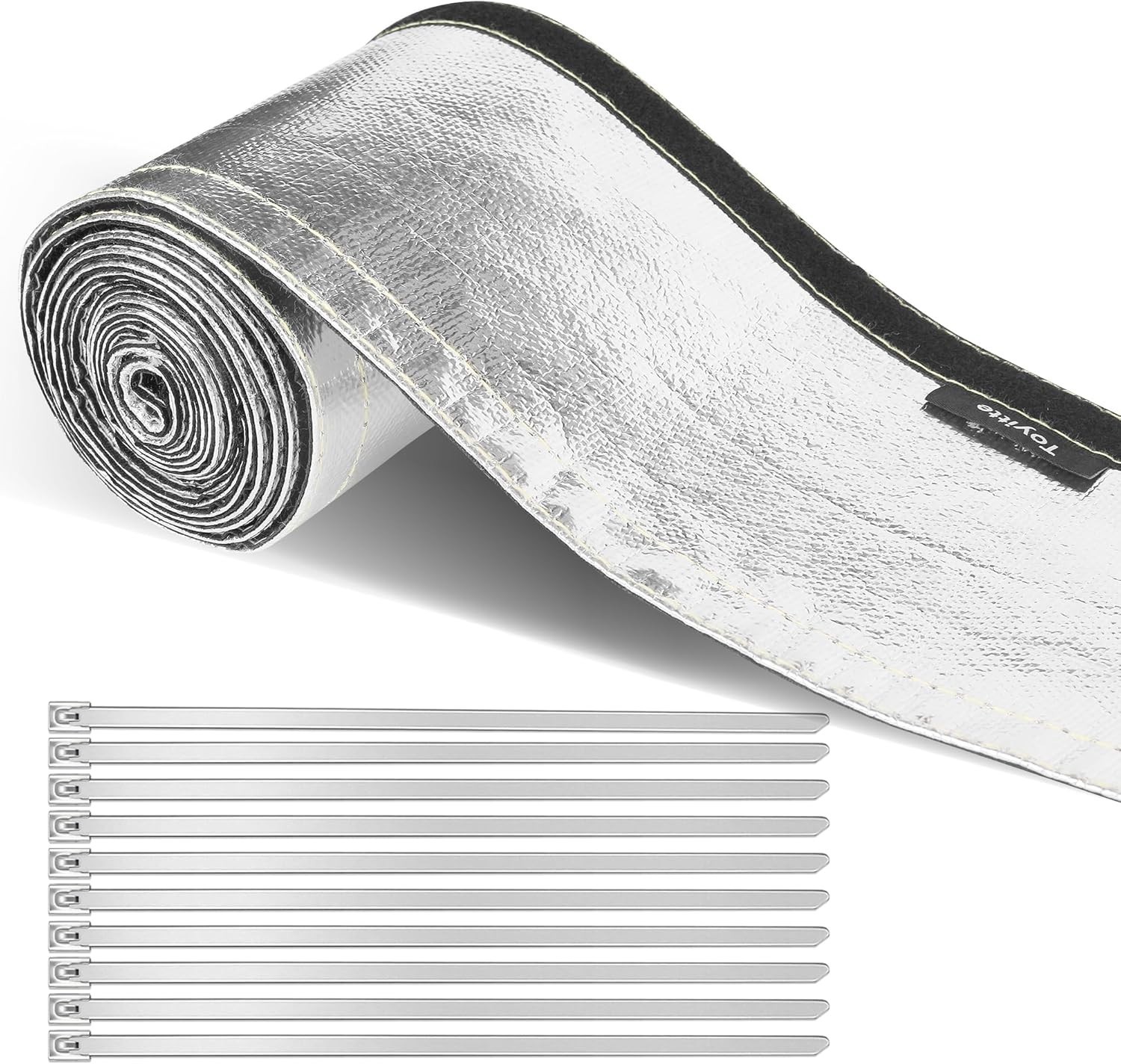 Heat Shield Aluminized Heat Shroud Sleeve w/ Hook Loop Closure 1/2″ I.D. x 10FT