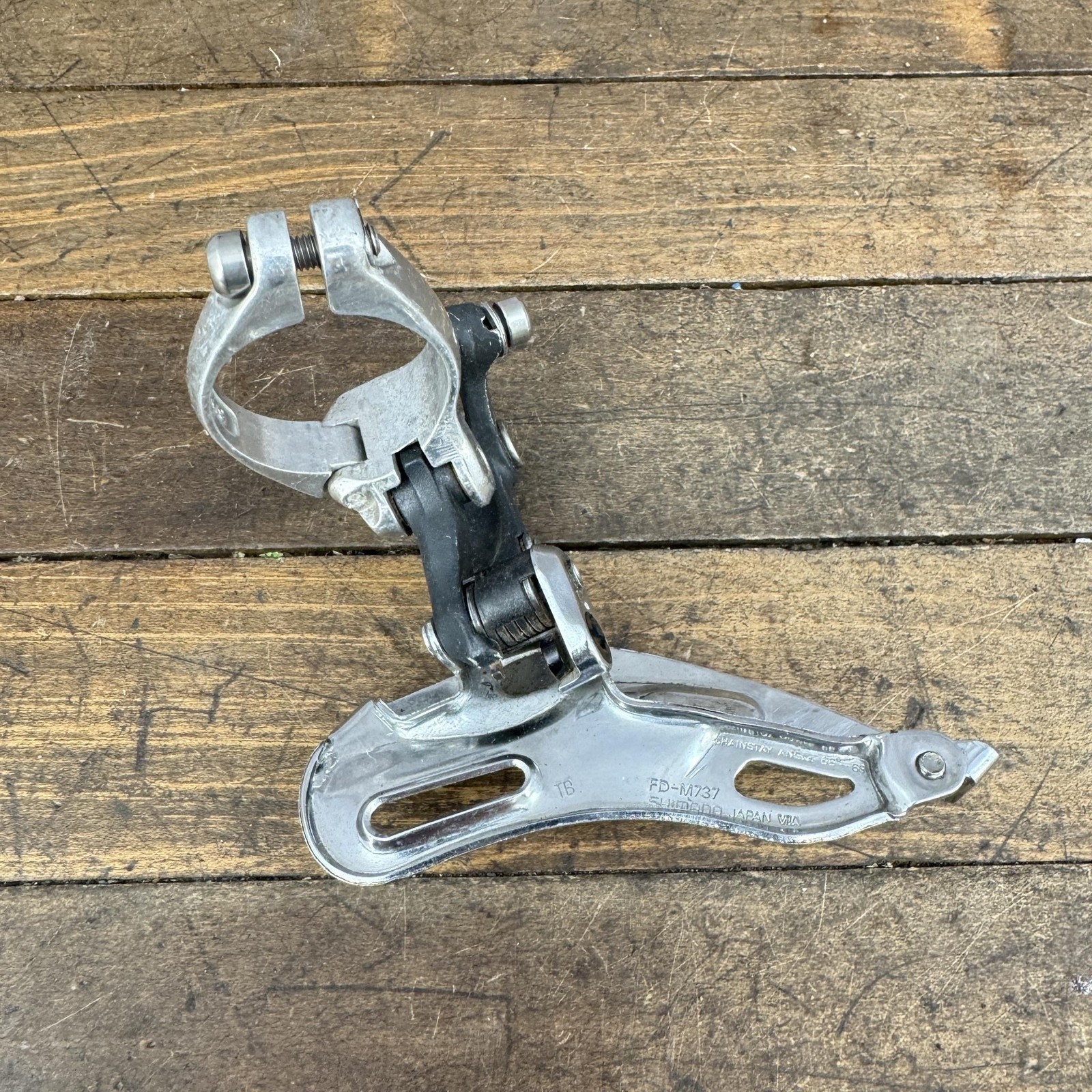 Vintage Shimano Deore XT FD-M737 Front Derailleur 34.9 Mm Triple Bottom Pull