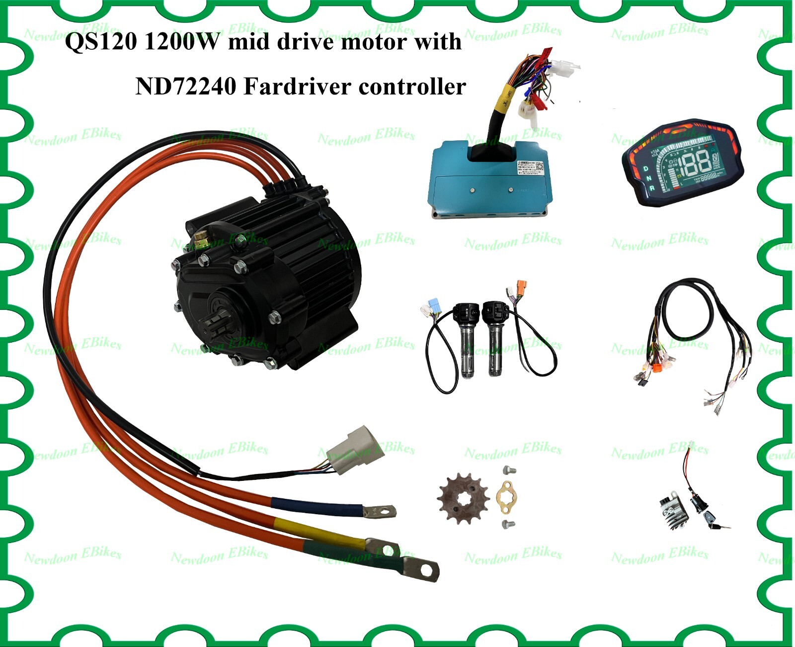 QS120 35H 1200w mid drive motor with ND72240 Fardriver controller kit.