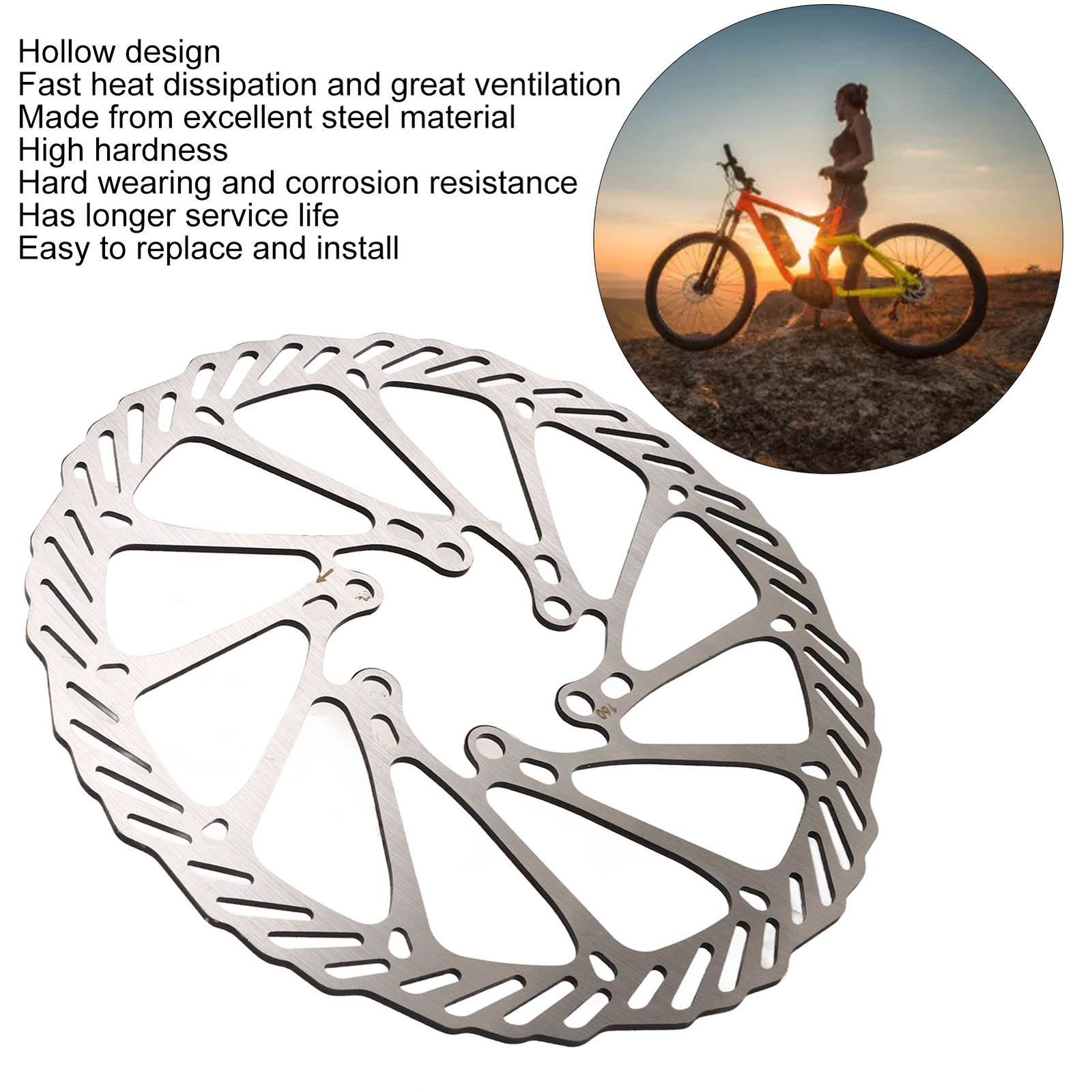 (160mm/6.3in)2 Pcs Bike Disc Brake Rotors Lightweight Fast Heat Dissipation