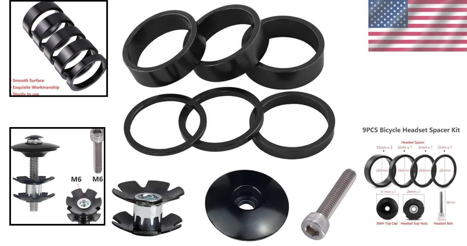 High-Quality Aluminium Alloy Headset Spacer Set for Cycling Precision