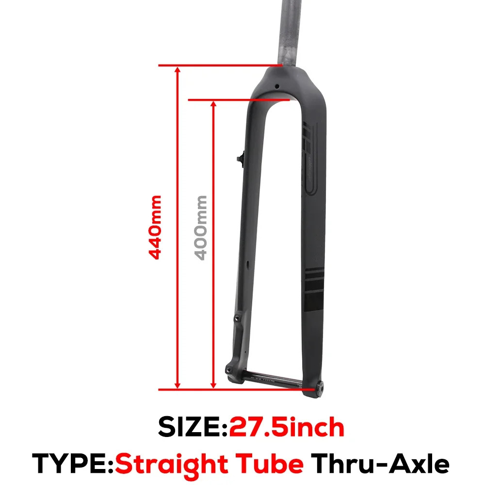 Full Carbon MTB Rigid Fork 26 27.5 29er Straight Tapered Tube 15*100mm Thru Axle