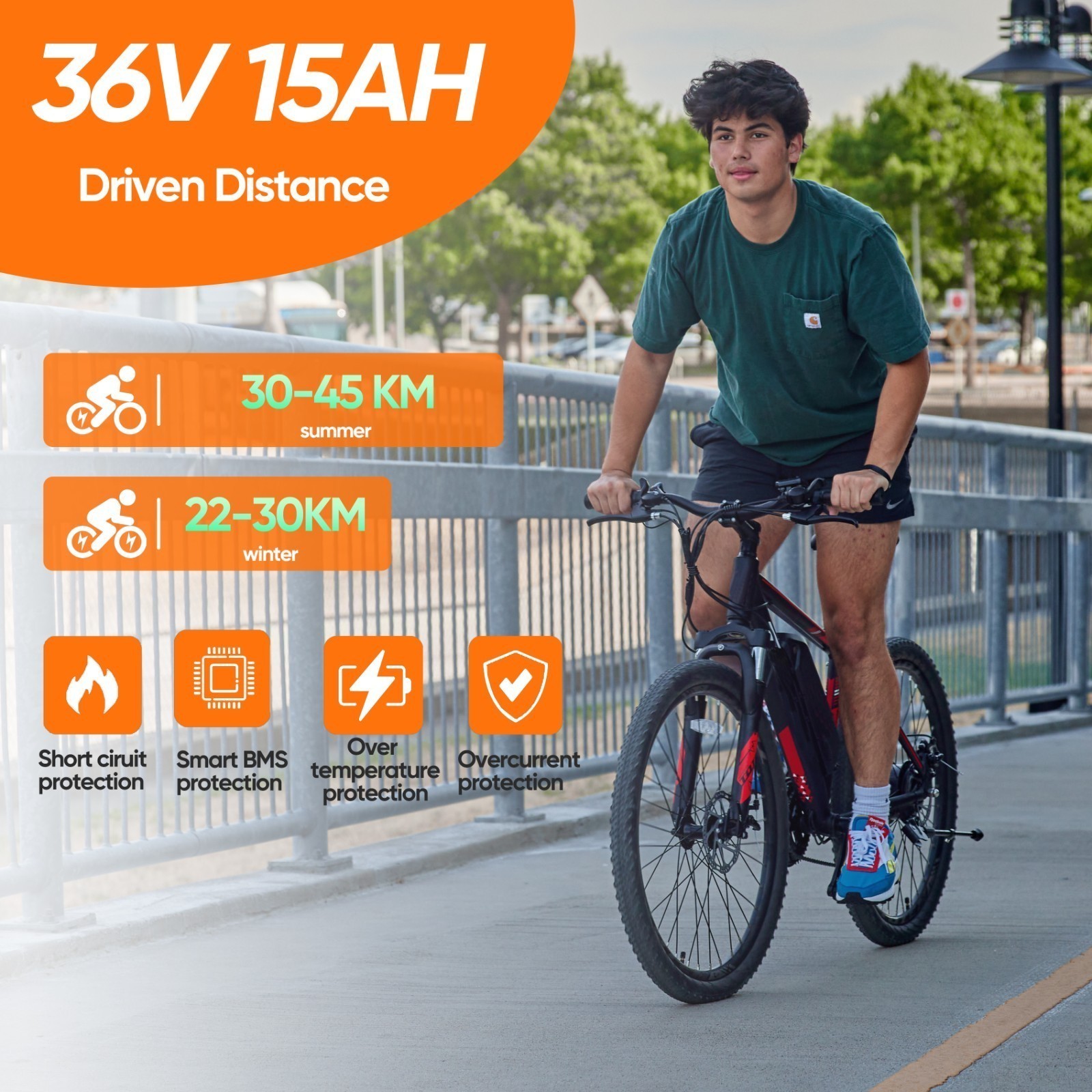 52V 48V 36V eBike Lithium Battery 5-PIN for ≤2000W Electric Bicycle Bike Motors