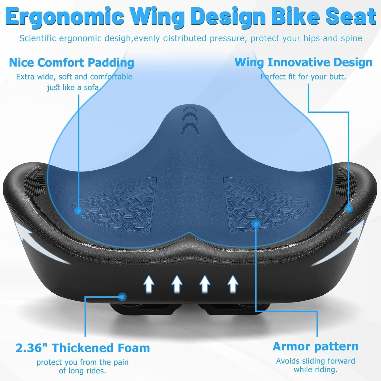 CDYWD Oversized Bike Seat for Men & Women Comfort, Extra Wide Bicycle Seat Cushi