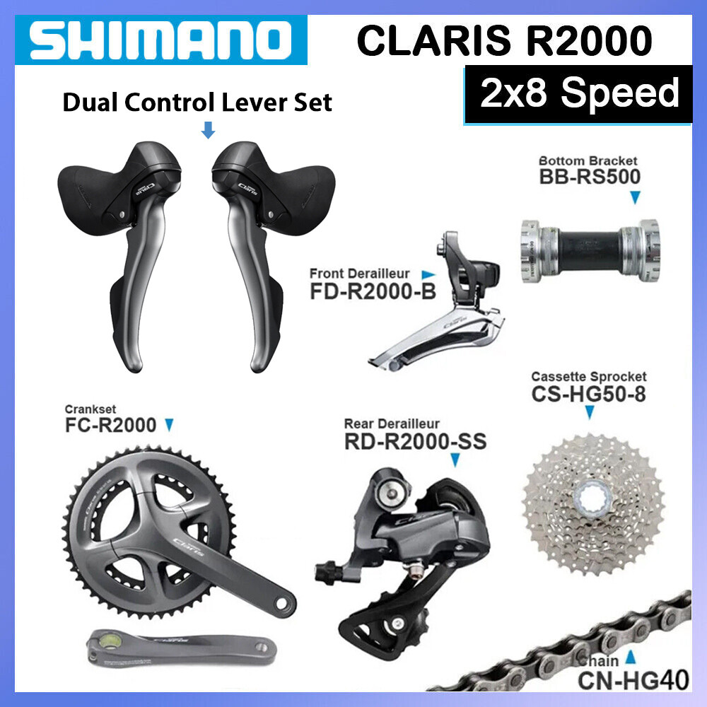 Shimano Claris R2000 Groupset 2×8 Speed Road Bike Cassette Crankset Derailleur