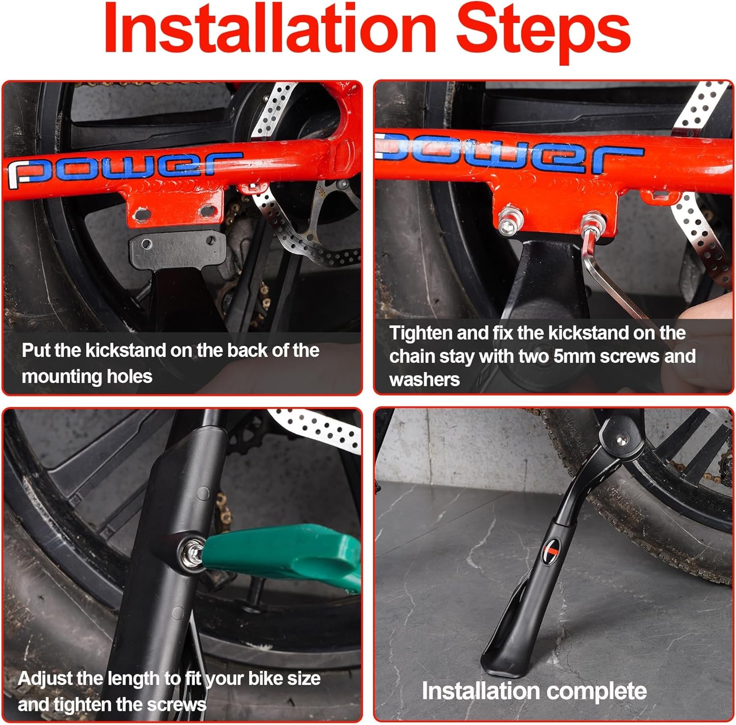 Heavy Duty Ebike Kickstand 24″-29″ Engineered for E-Bike Also Suitable for New