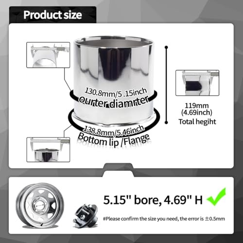 Pcs 5.15inch Trailer Wheel Center Caps Push 5.15″ OD 4.69″ H 2 2Pcs Chrome