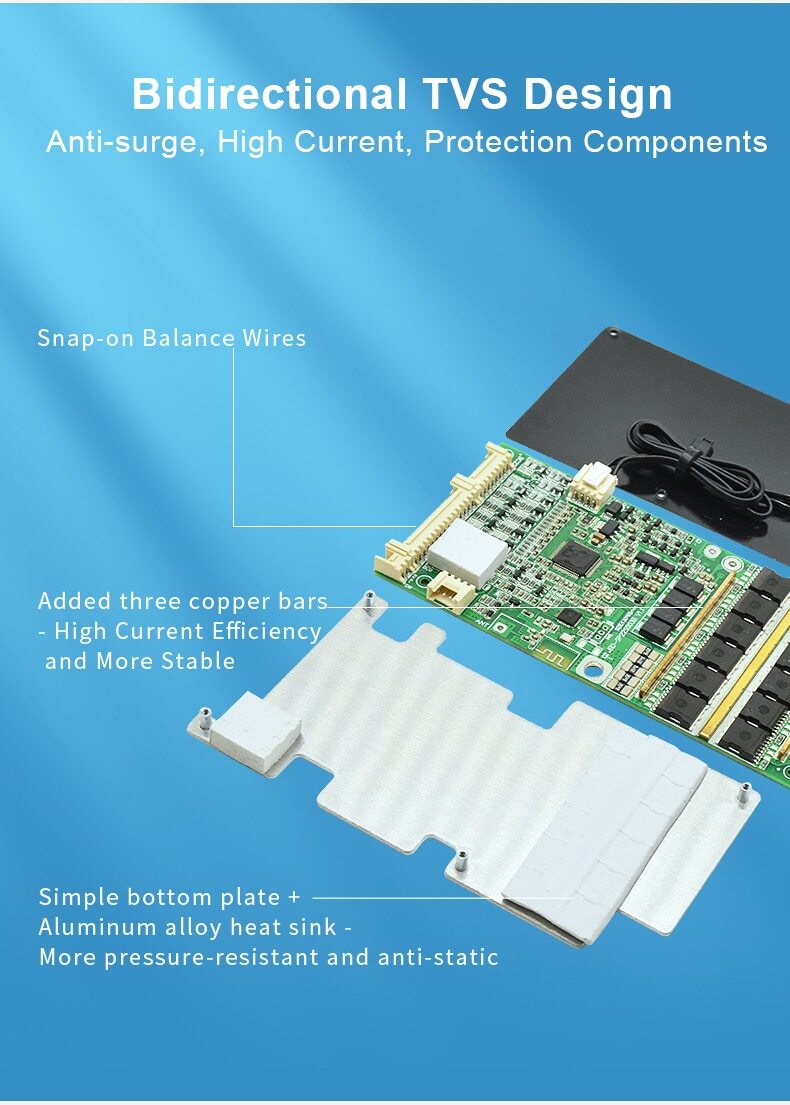 Smart BMS 24V – 60V Lifepo4 40A 50A 80A 100A Lithium 6S 8S 10S 13S 16S 20S 22S