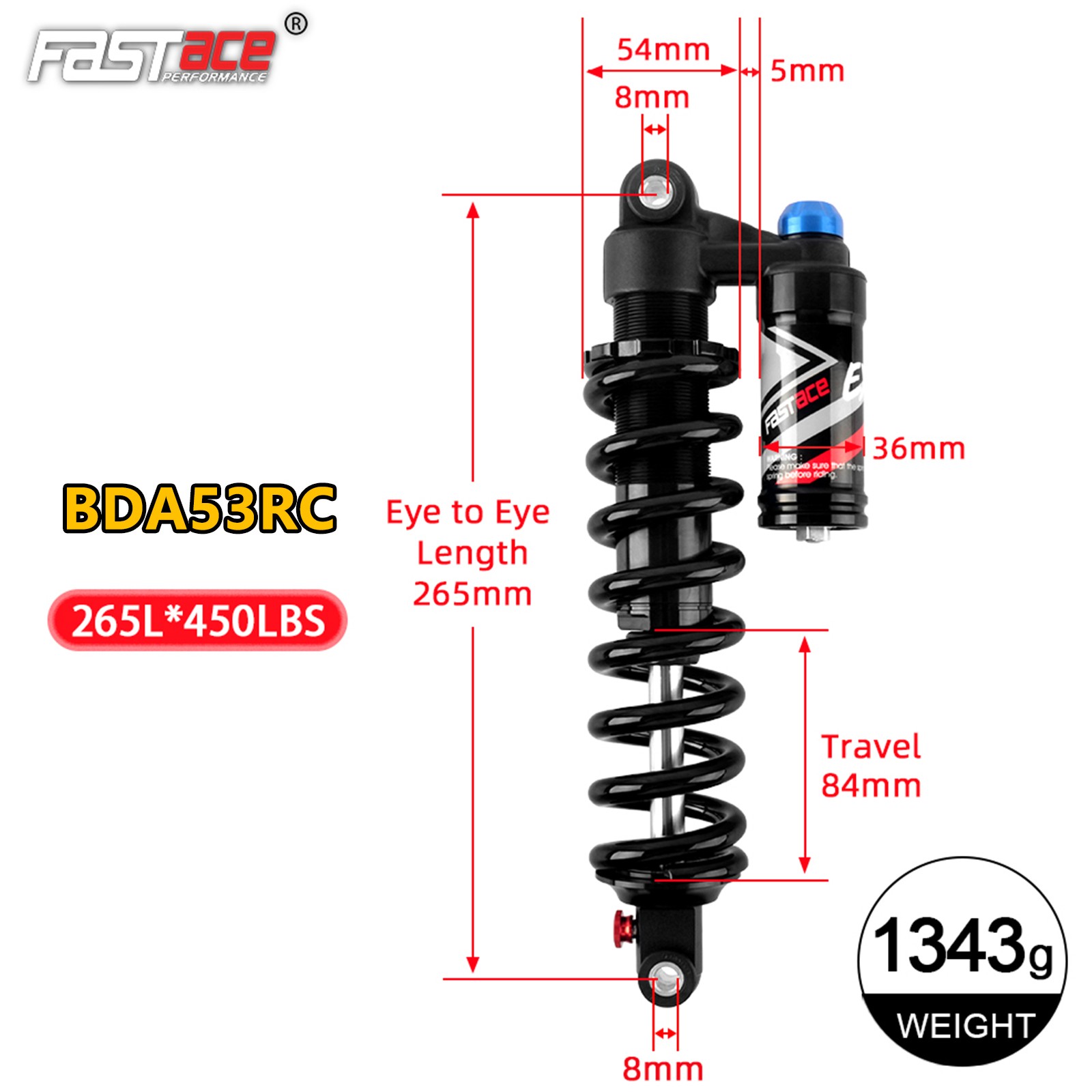 FASTace BDA53RC Rear Shock For SurRon Talaria E-Ride Pro Electric Dirt Bike MTB