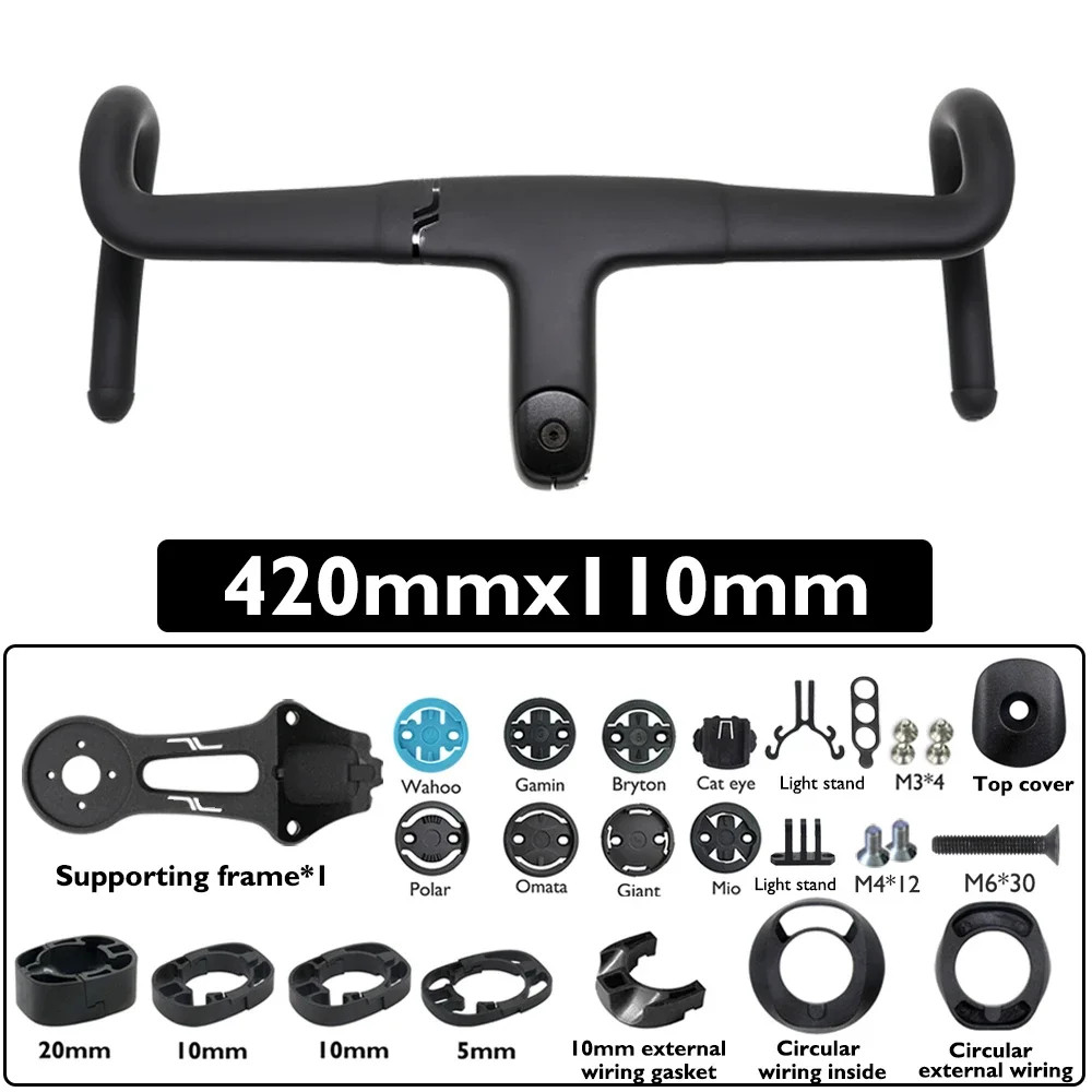 Carbon Road Bike Handlebar 28.6mm 380-440mm Bicycle Parts Fully Internal Cable